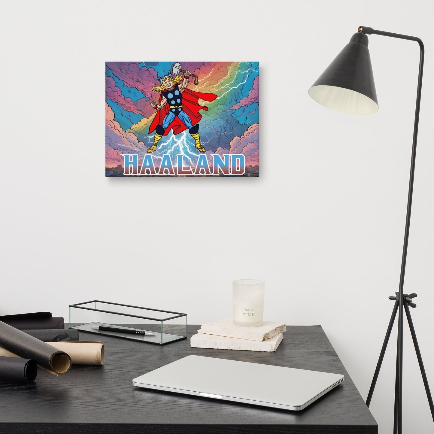 Erling Haaland Thor Avenger Manchester City Funny Football/ Soccer Meme Canvas 12″×16″ Canvas Erling Haaland Football Manchester City Thor Next Cult Brand