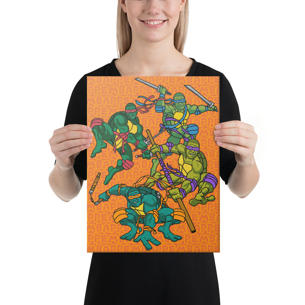 Kylian Mbappe Ninja Turtles funny football/ soccer meme Canvas orange 12″×16″ Canvas Football Kylian Mbappe Ninja Turtles PSG Real Madrid Next Cult Brand