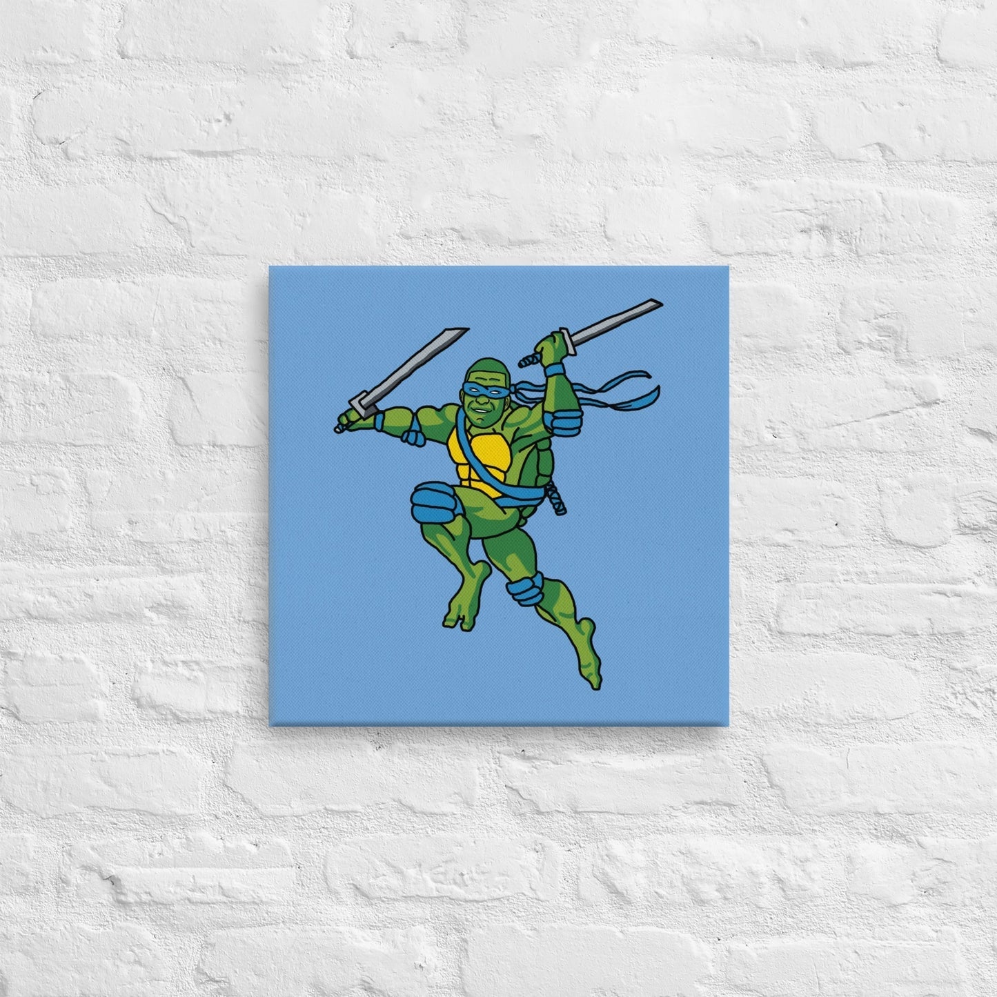 Kylian Mbappe Blue Ninja Turtle Leonardo Canvas 16″×16″ Canvas Football Kylian Mbappe Ninja Turtles PSG Real Madrid Next Cult Brand