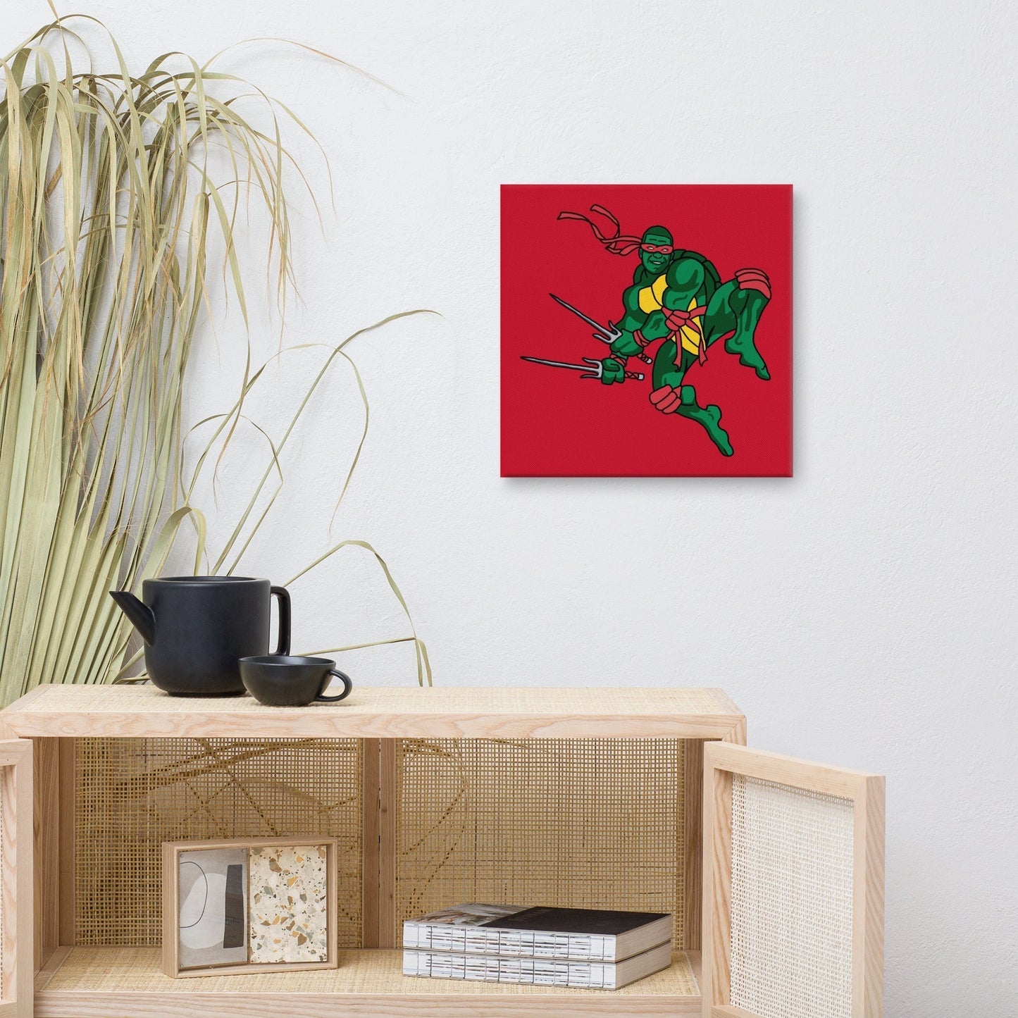 Kylian Mbappe Red Ninja Turtle Raphael Canvas 16″×16″ Canvas Football Kylian Mbappe Ninja Turtles PSG Real Madrid Next Cult Brand