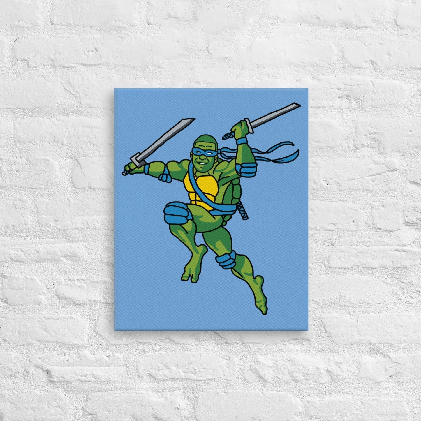 Kylian Mbappe Blue Ninja Turtle Leonardo Canvas 16″×20″ Canvas Football Kylian Mbappe Ninja Turtles PSG Real Madrid Next Cult Brand