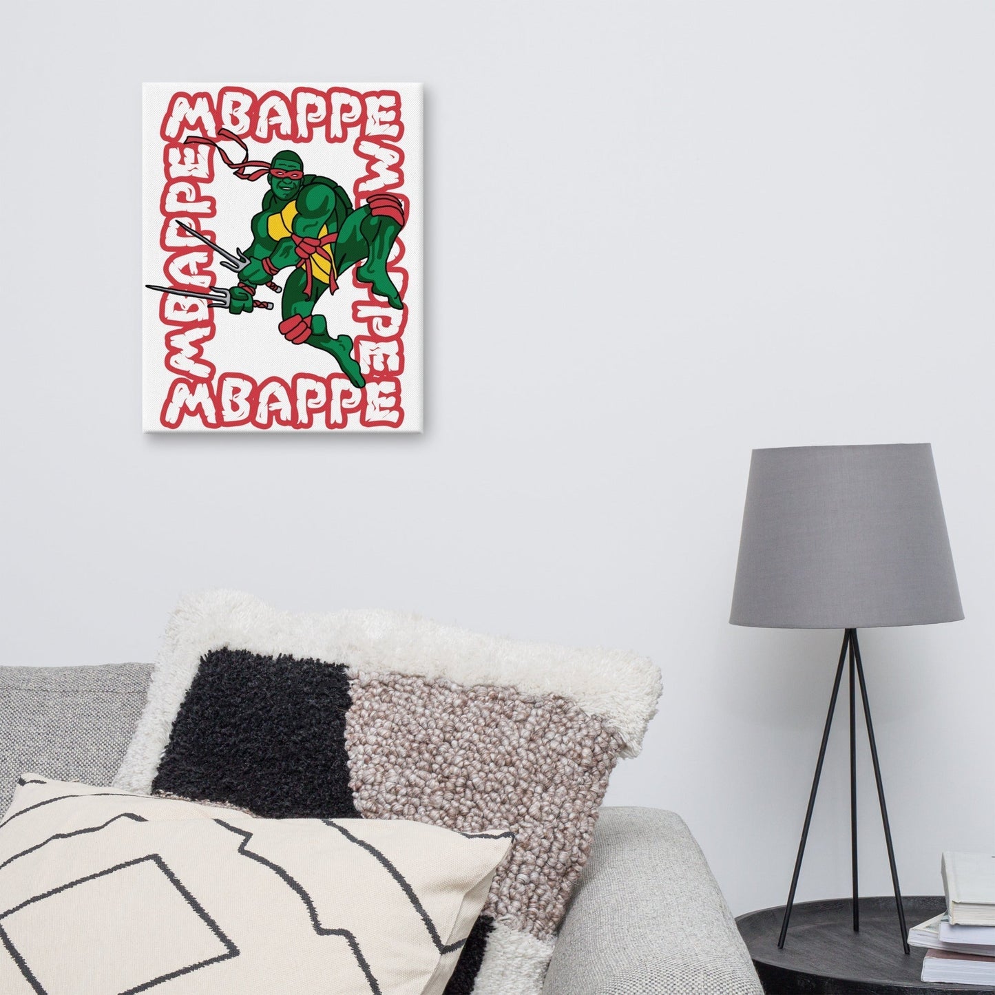 Kylian Mbappe Red Ninja Turtle Raphael Canvas 16″×20″ Canvas Football Kylian Mbappe Ninja Turtles PSG Real Madrid Next Cult Brand
