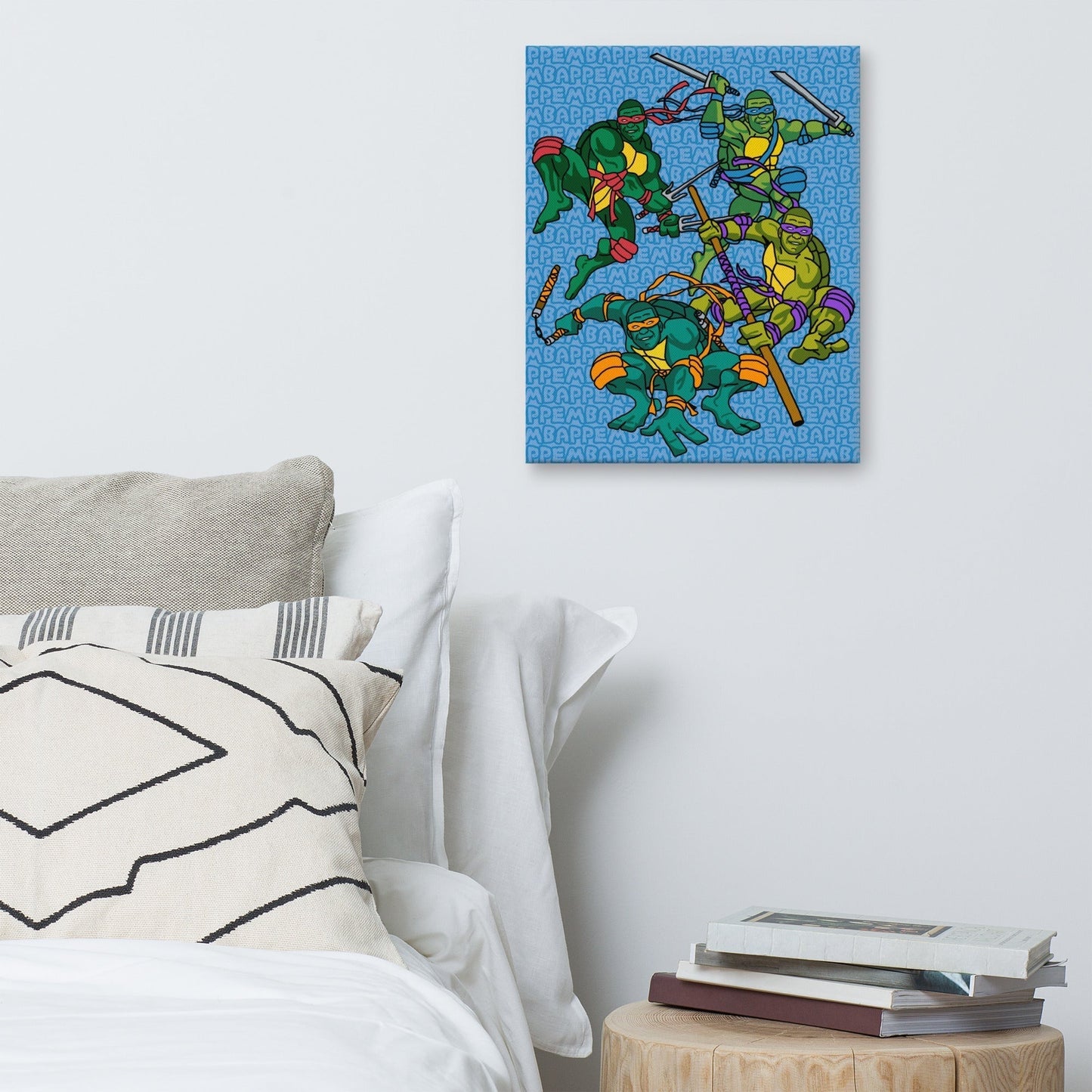 Kylian Mbappe Ninja Turtles funny football/ soccer meme Canvas blue 16″×20″ Canvas Football Kylian Mbappe Ninja Turtles PSG Real Madrid Next Cult Brand