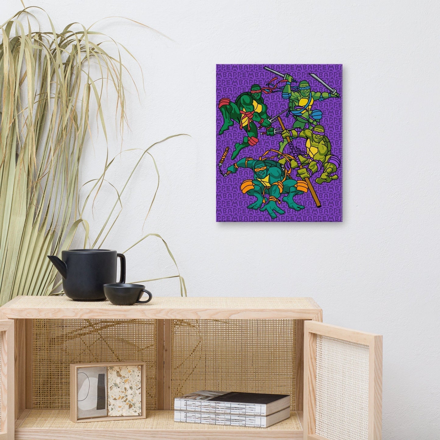Kylian Mbappe Ninja Turtles funny football/ soccer meme Canvas purple 16″×20″ Canvas Football Kylian Mbappe Ninja Turtles PSG Real Madrid Next Cult Brand