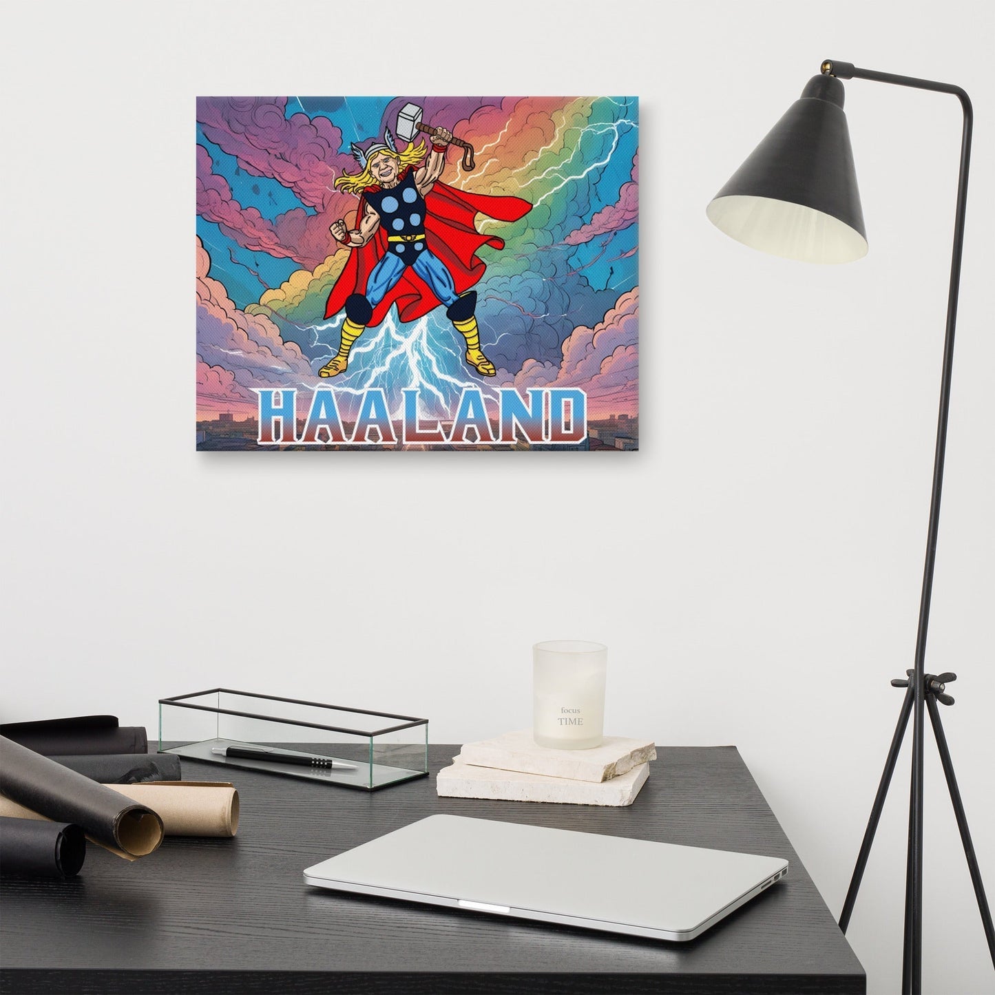 Erling Haaland Thor Avenger Manchester City Funny Football/ Soccer Meme Canvas 16″×20″ Canvas Erling Haaland Football Manchester City Thor Next Cult Brand
