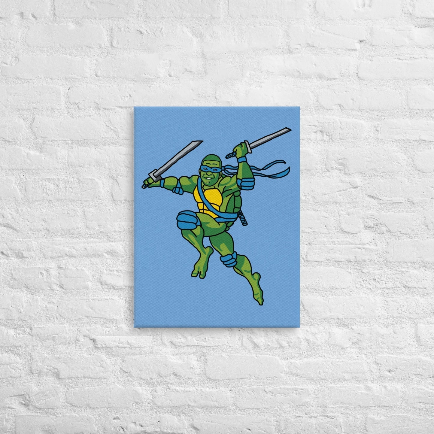 Kylian Mbappe Blue Ninja Turtle Leonardo Canvas 18″×24″ Canvas Football Kylian Mbappe Ninja Turtles PSG Real Madrid Next Cult Brand