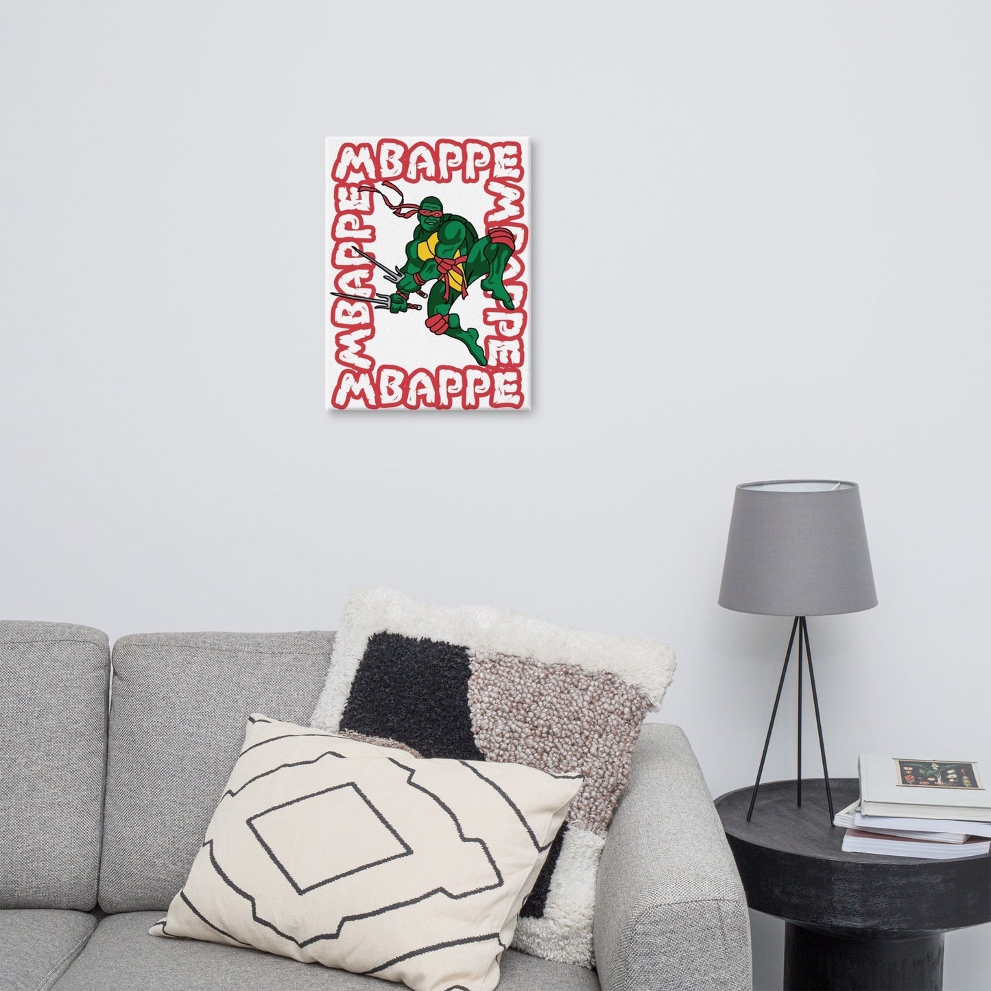 Kylian Mbappe Red Ninja Turtle Raphael Canvas 18″×24″ Canvas Football Kylian Mbappe Ninja Turtles PSG Real Madrid Next Cult Brand