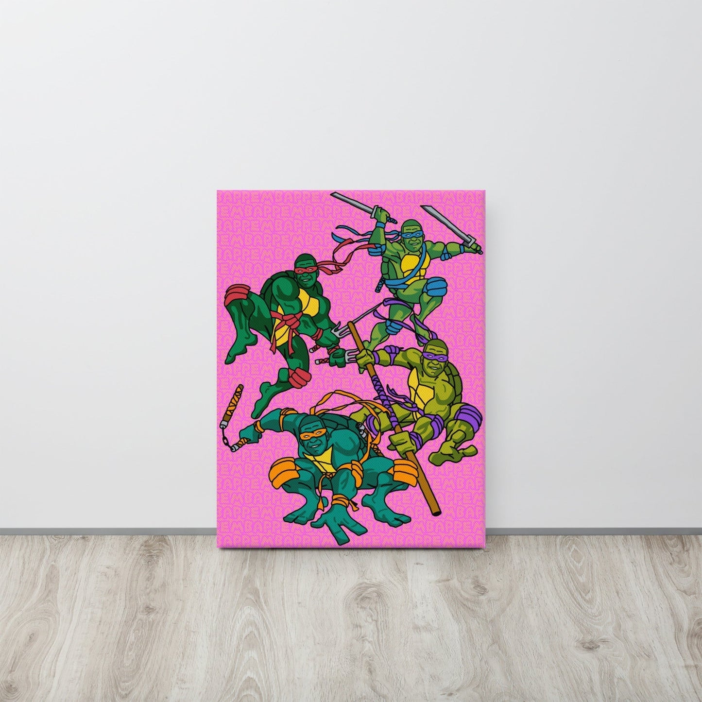 Kylian Mbappe Ninja Turtles funny football/ soccer meme Canvas pink 18″×24″ Canvas Football Kylian Mbappe Ninja Turtles PSG Real Madrid Next Cult Brand