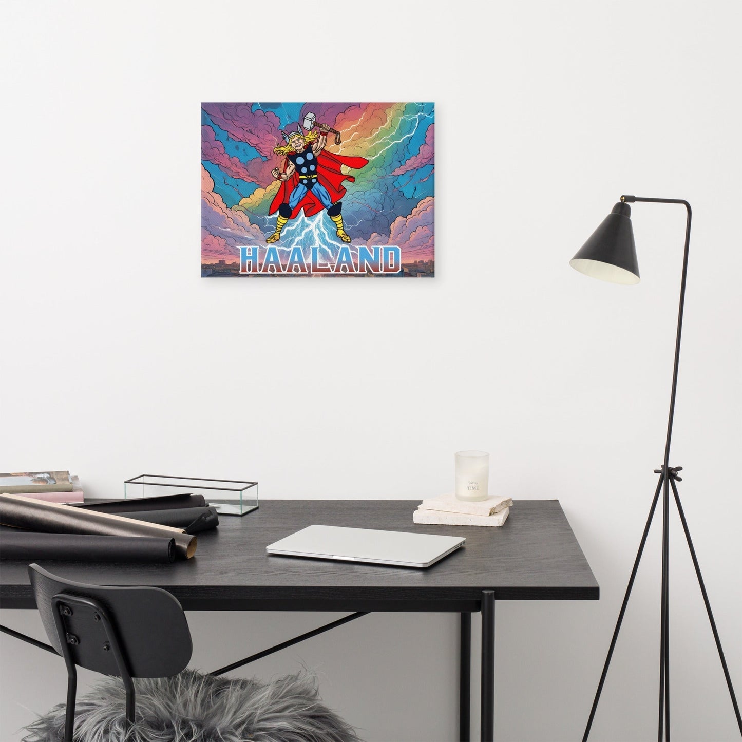 Erling Haaland Thor Avenger Manchester City Funny Football/ Soccer Meme Canvas 18″×24″ Canvas Erling Haaland Football Manchester City Thor Next Cult Brand