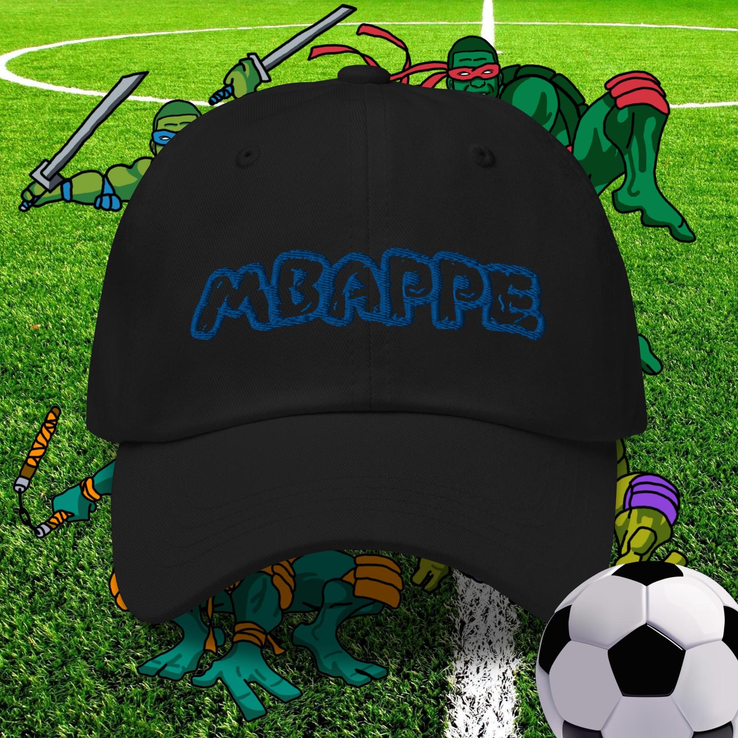 Kylian Mbappe Ninja Turtles Real Madrid Soccer Football Dad hat Black Hats Football Kylian Mbappe PSG Real Madrid Next Cult Brand
