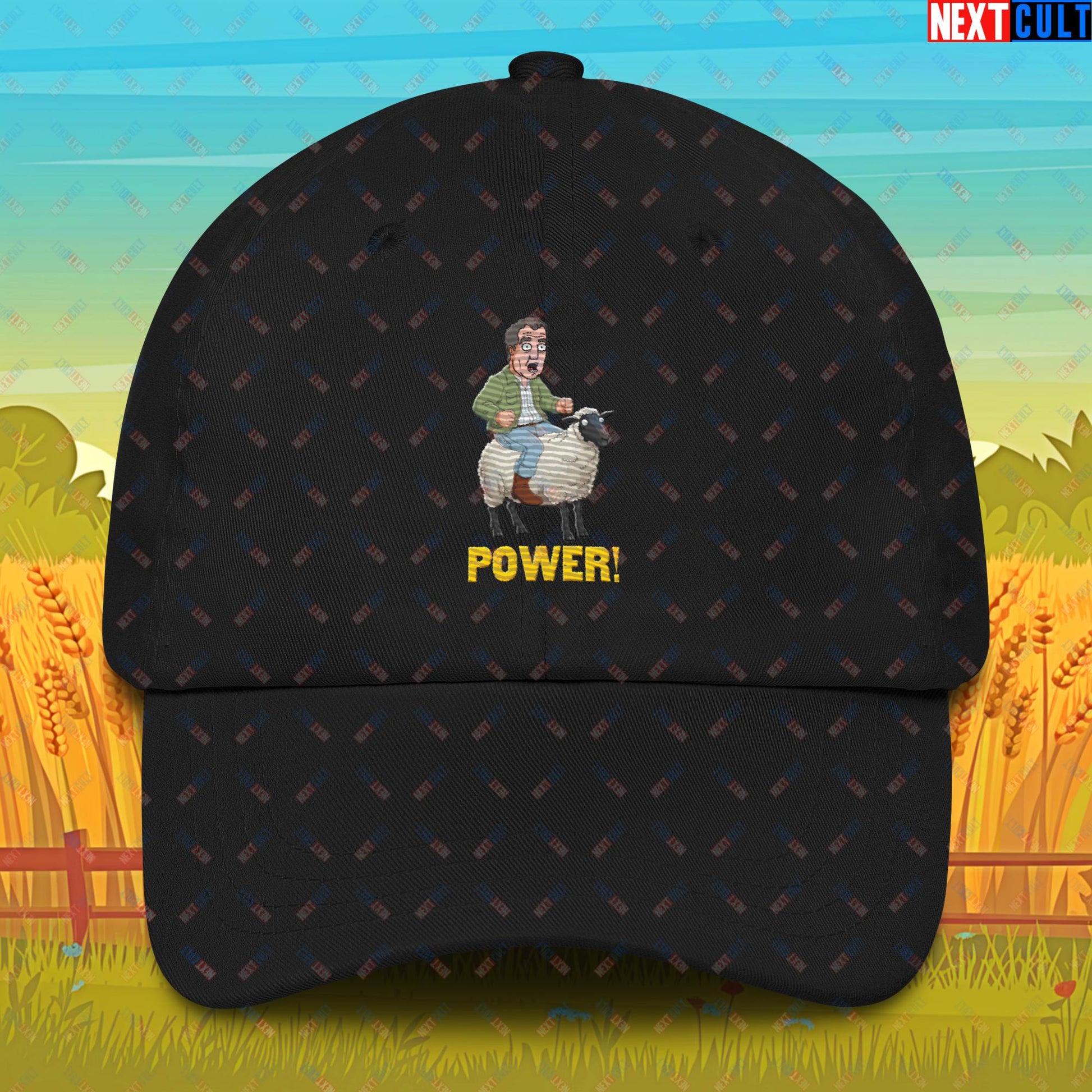 Power Sheep Jeremy Clarkson's Farm Diddly Squat Grand Tour Top Gear Funny Meme Cartoon Dad hat Black Hats Clarkson's Farm Grand Tour Jeremy Clarkson Top Gear TV Shows Next Cult Brand