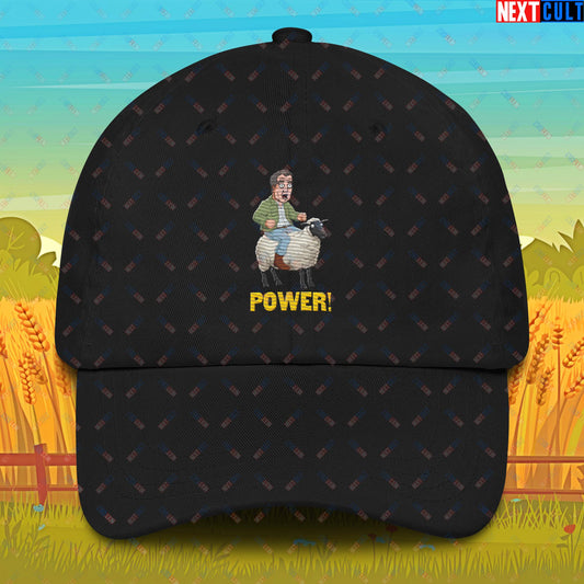 Power Sheep Jeremy Clarkson's Farm Diddly Squat Grand Tour Top Gear Funny Meme Cartoon Dad hat Black Hats Clarkson's Farm Grand Tour Jeremy Clarkson Top Gear TV Shows Next Cult Brand