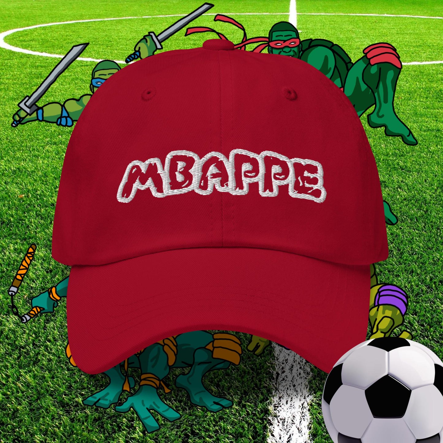 Kylian Mbappe Ninja Turtles Real Madrid Soccer Football Dad hat Cranberry Hats Football Kylian Mbappe PSG Real Madrid Next Cult Brand