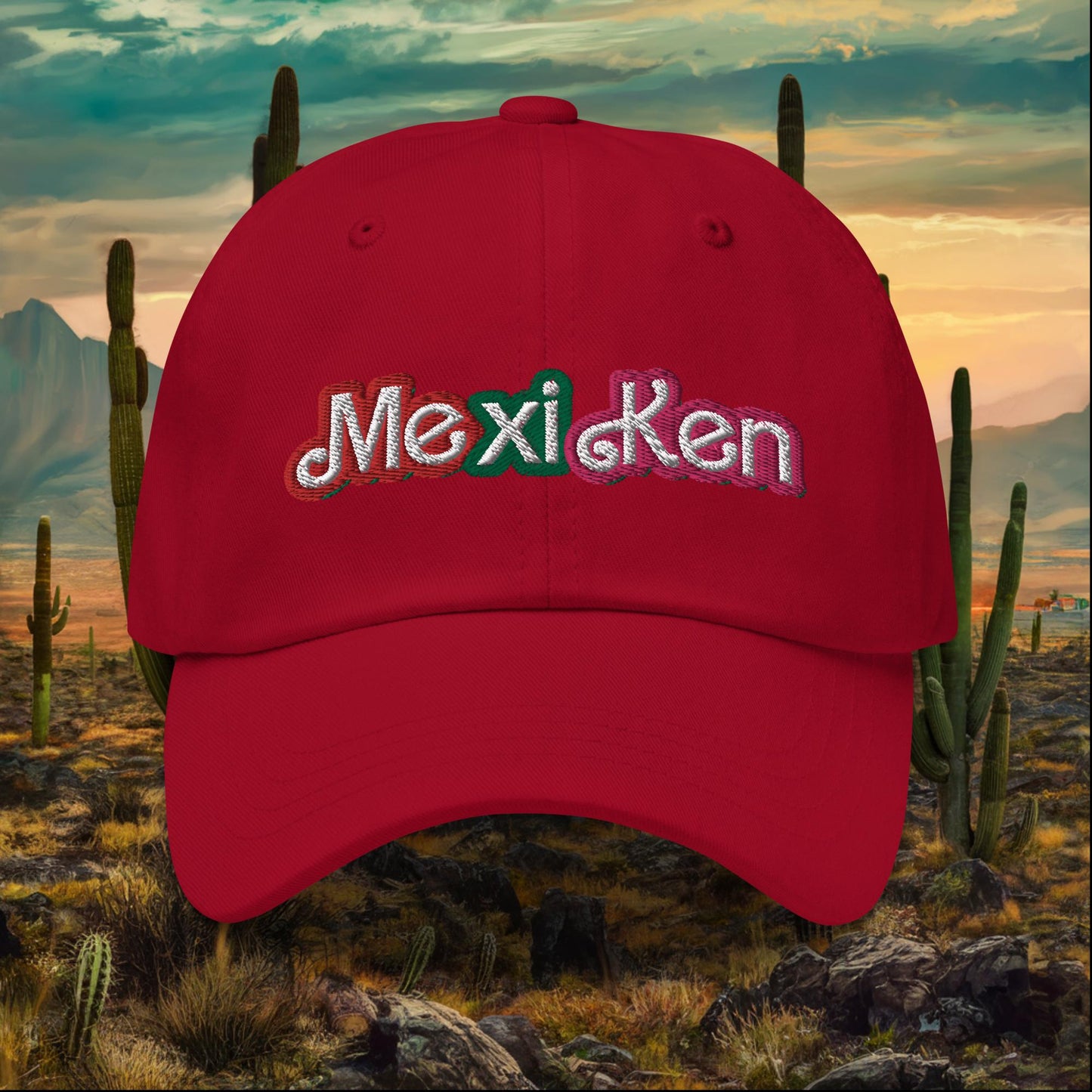 MexiKen Ken Barbie Mexico Mexican Mexicana Latino Latina Latinx Dad hat Cranberry Hats Barbie Ken Mexico Movies Next Cult Brand
