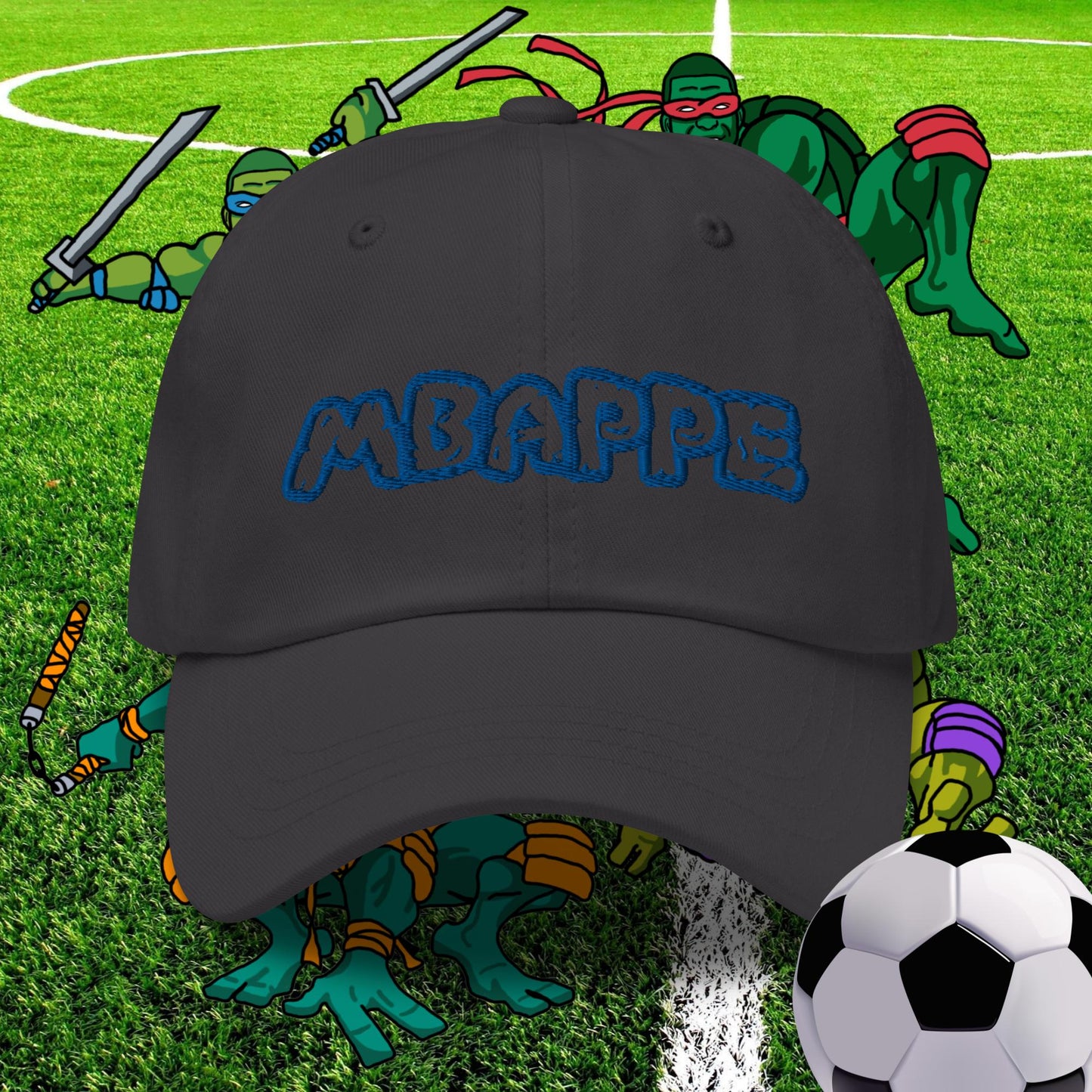 Kylian Mbappe Ninja Turtles Real Madrid Soccer Football Dad hat Dark Grey Hats Football Kylian Mbappe PSG Real Madrid Next Cult Brand