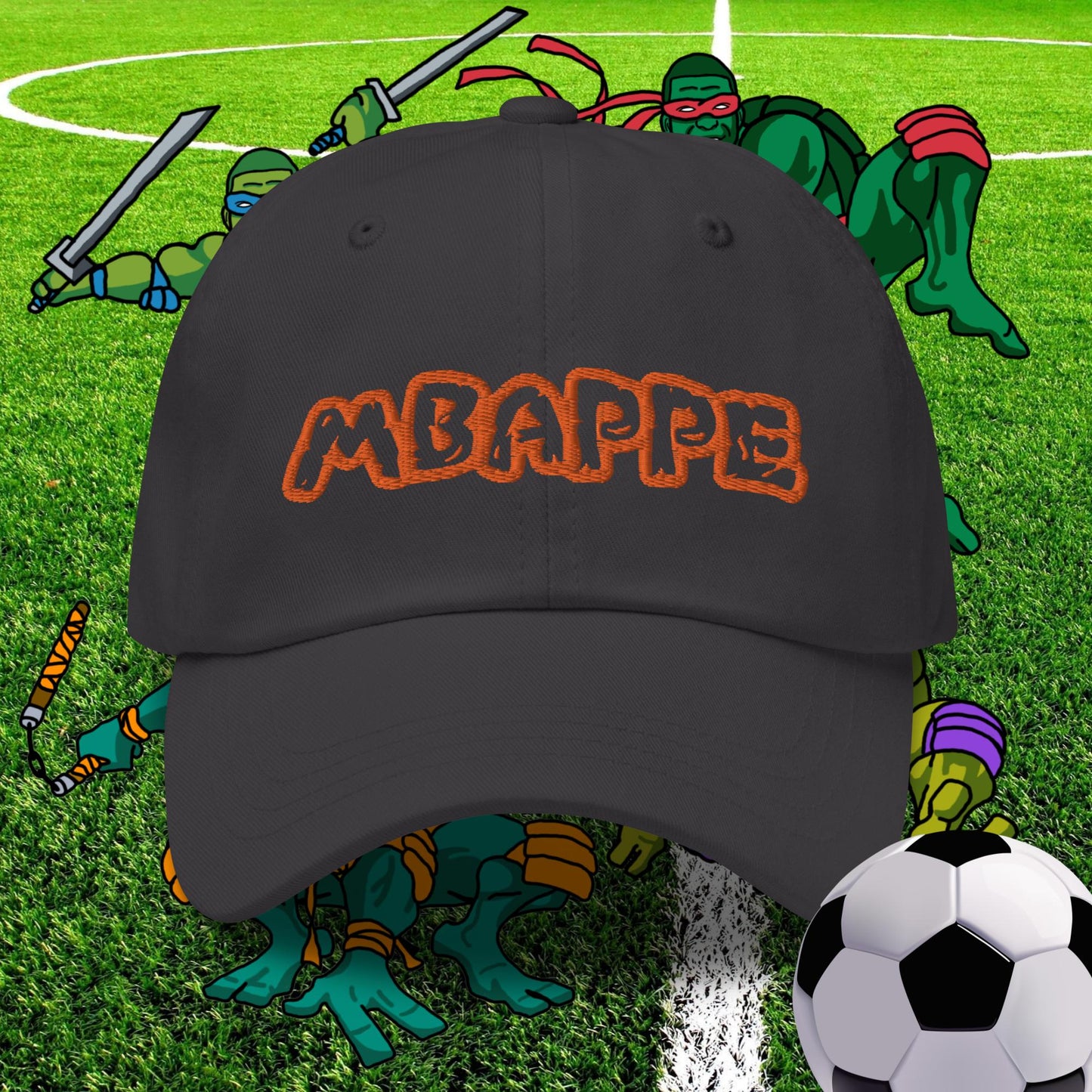 Kylian Mbappe Ninja Turtles Real Madrid Soccer Football Dad hat Dark Grey Hats Football Kylian Mbappe PSG Real Madrid Next Cult Brand