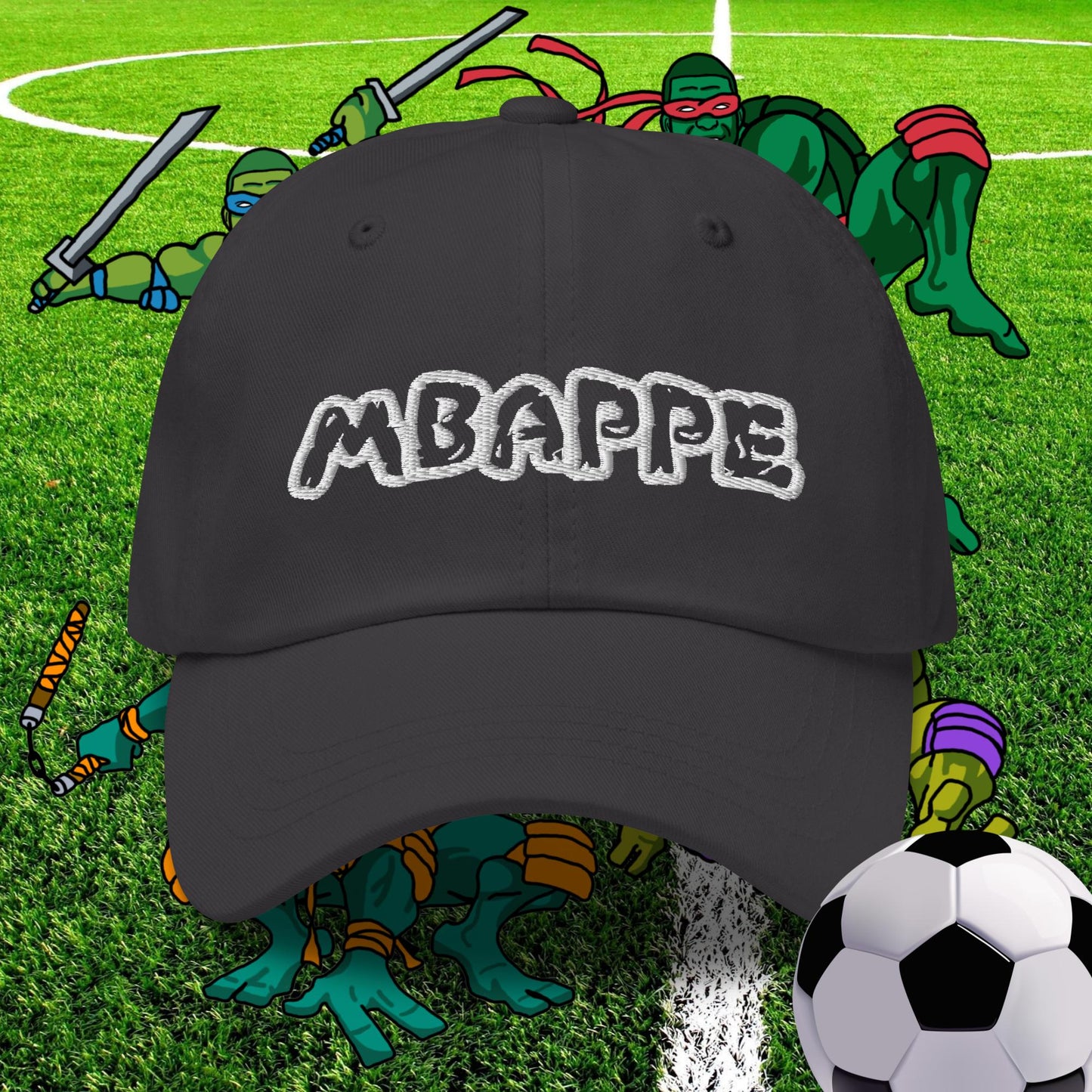 Kylian Mbappe Ninja Turtles Real Madrid Soccer Football Dad hat Dark Grey Hats Football Kylian Mbappe PSG Real Madrid Next Cult Brand