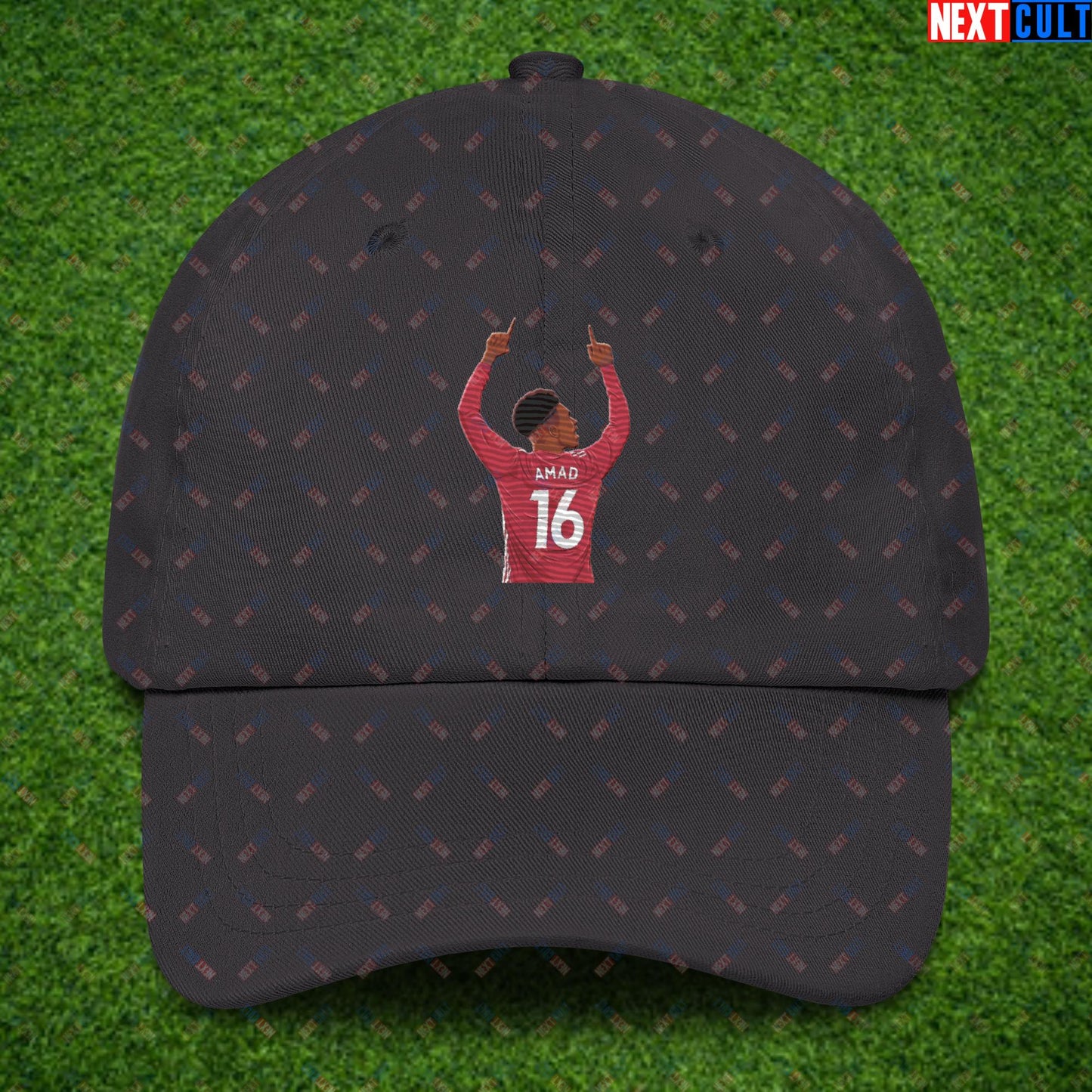 Amad Diallo Goal Celebration AMADNESS Manchester United Funny Meme Cartoon Dad hat Dark Grey Hats Amad Diallo Football Manchester United Next Cult Brand