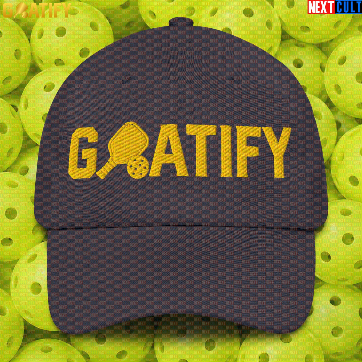 Pickleball GOAT Cap Golden Paddle & Ball Hat for Players, Fans & Sports Gifts | GOATIFY Dark Grey Next Cult Brand