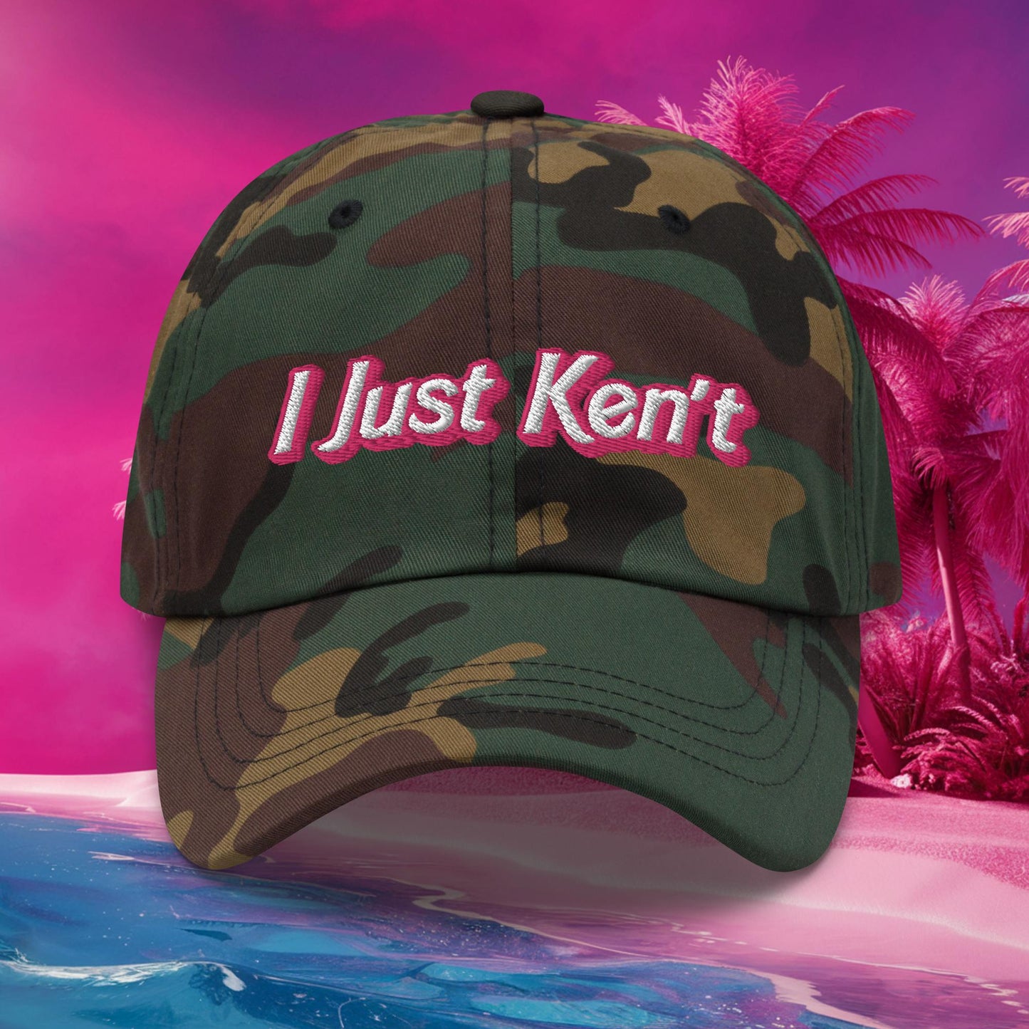 I Just Ken't Ken Barbie Movie Dad hat Green Camo Hats Barbie Ken Movies Next Cult Brand
