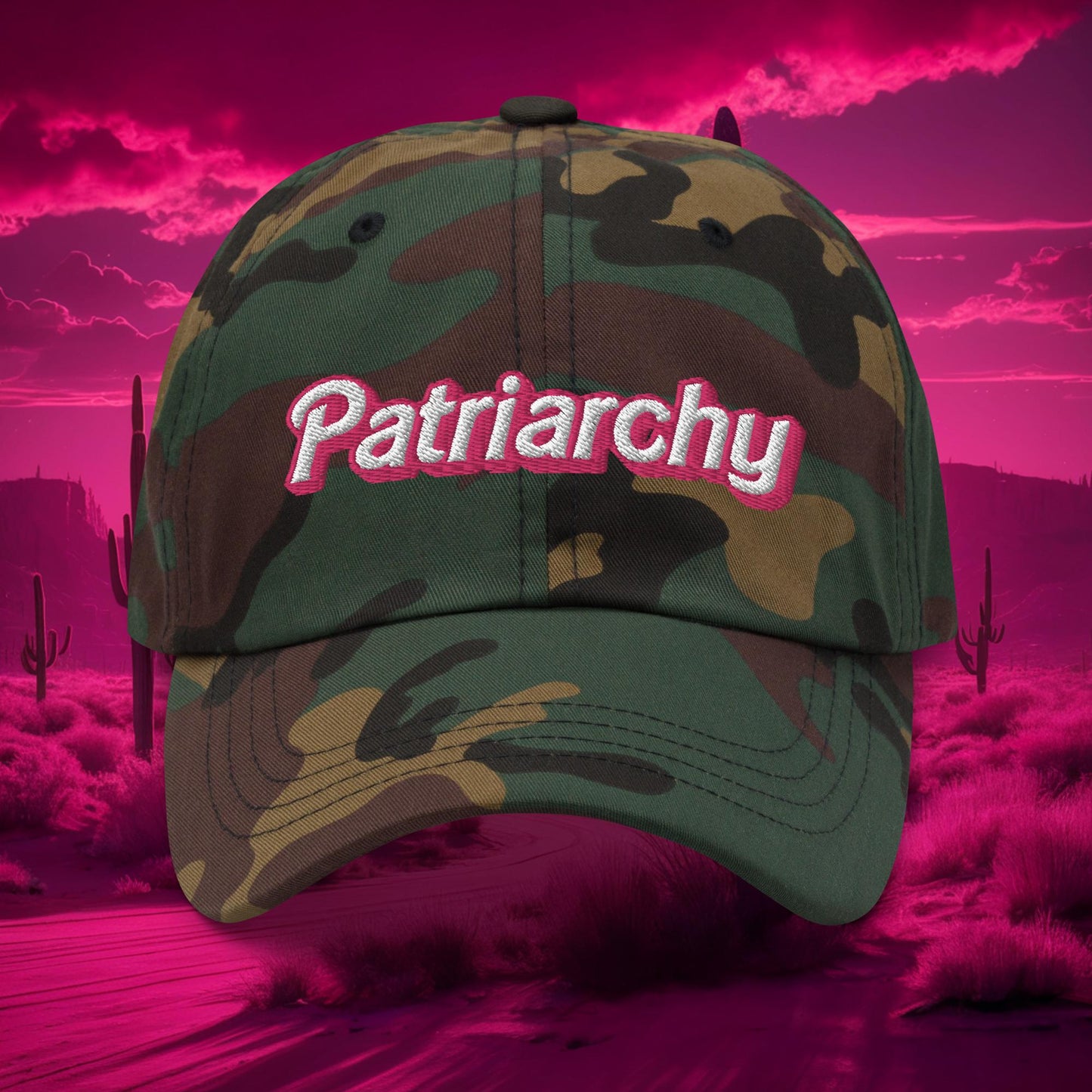 Patriarchy about horses Ken Barbie Movie Dad hat Green Camo Hats Barbie Ken Movies Next Cult Brand