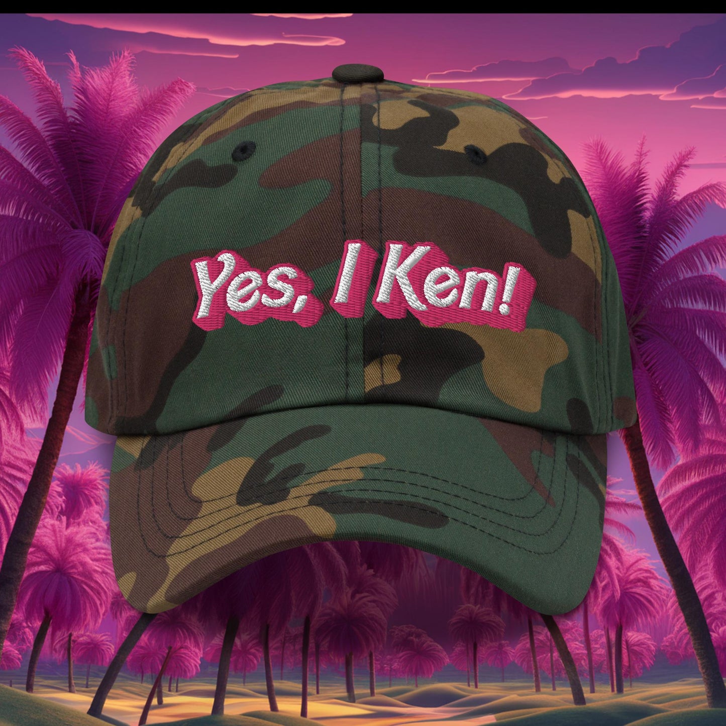 Yes I Ken Barbie Movie Dad hat Green Camo Hats Barbie Ken Movies Next Cult Brand