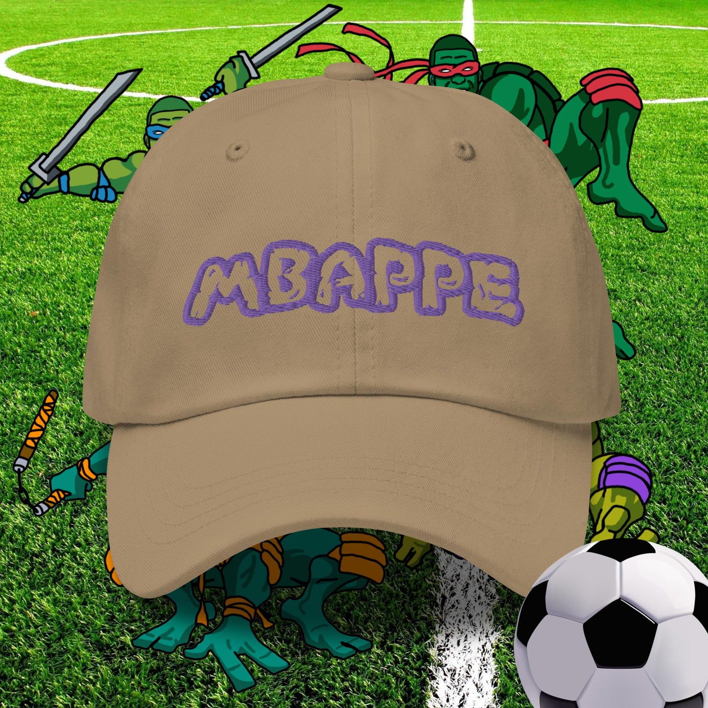 Kylian Mbappe Ninja Turtles Real Madrid Soccer Football Dad hat Khaki Hats Football Kylian Mbappe PSG Real Madrid Next Cult Brand