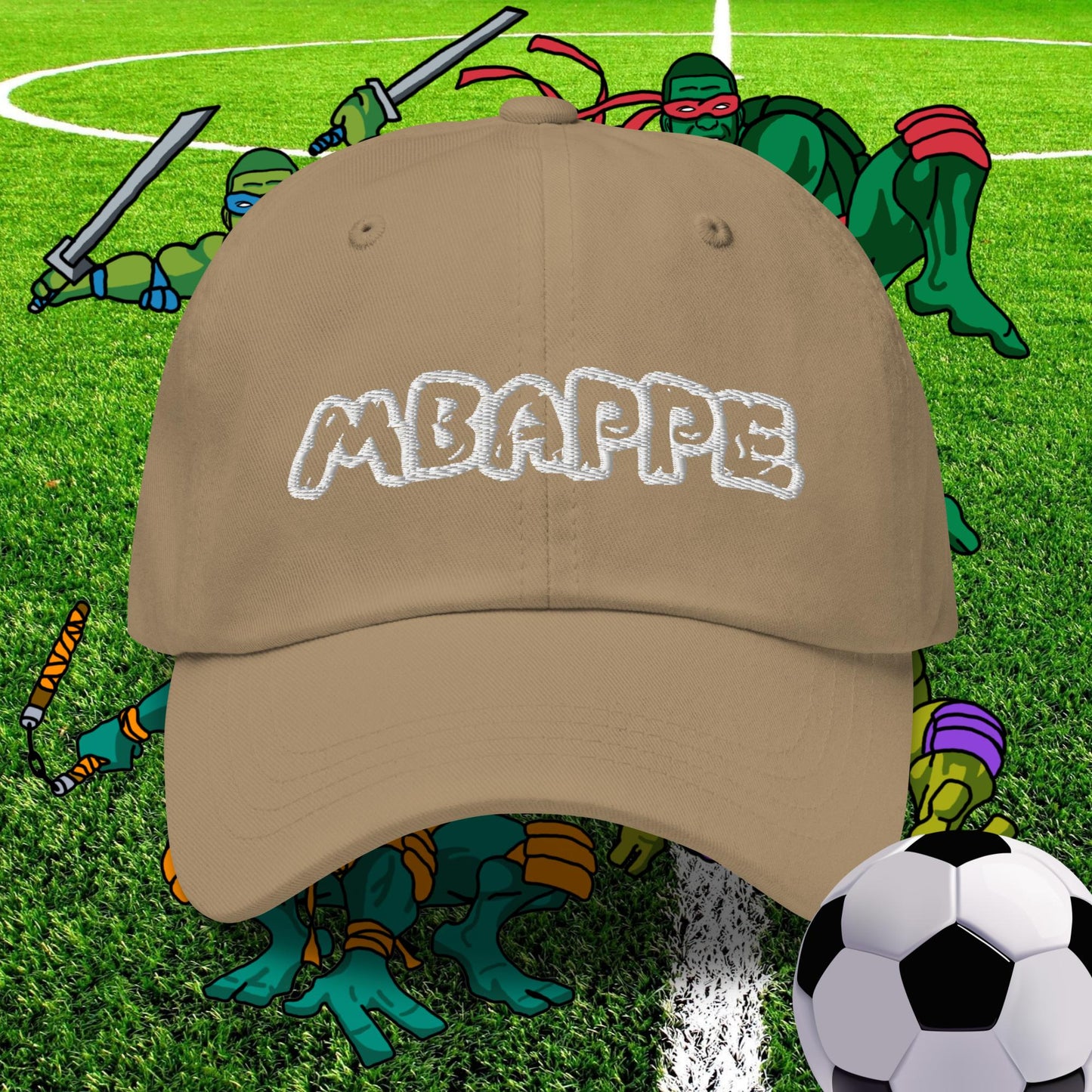 Kylian Mbappe Ninja Turtles Real Madrid Soccer Football Dad hat Khaki Hats Football Kylian Mbappe PSG Real Madrid Next Cult Brand