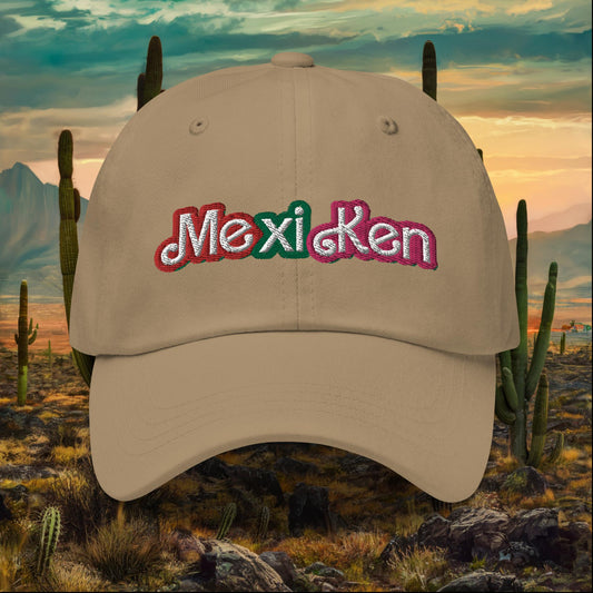 MexiKen Ken Barbie Mexico Mexican Mexicana Latino Latina Latinx Dad hat Khaki Hats Barbie Ken Mexico Movies Next Cult Brand