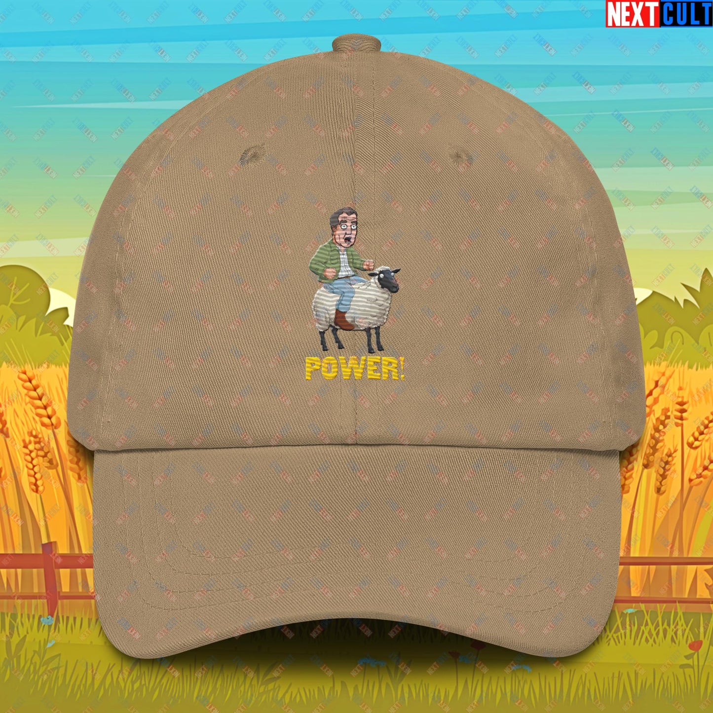 Power Sheep Jeremy Clarkson's Farm Diddly Squat Grand Tour Top Gear Funny Meme Cartoon Dad hat Khaki Hats Clarkson's Farm Grand Tour Jeremy Clarkson Top Gear TV Shows Next Cult Brand