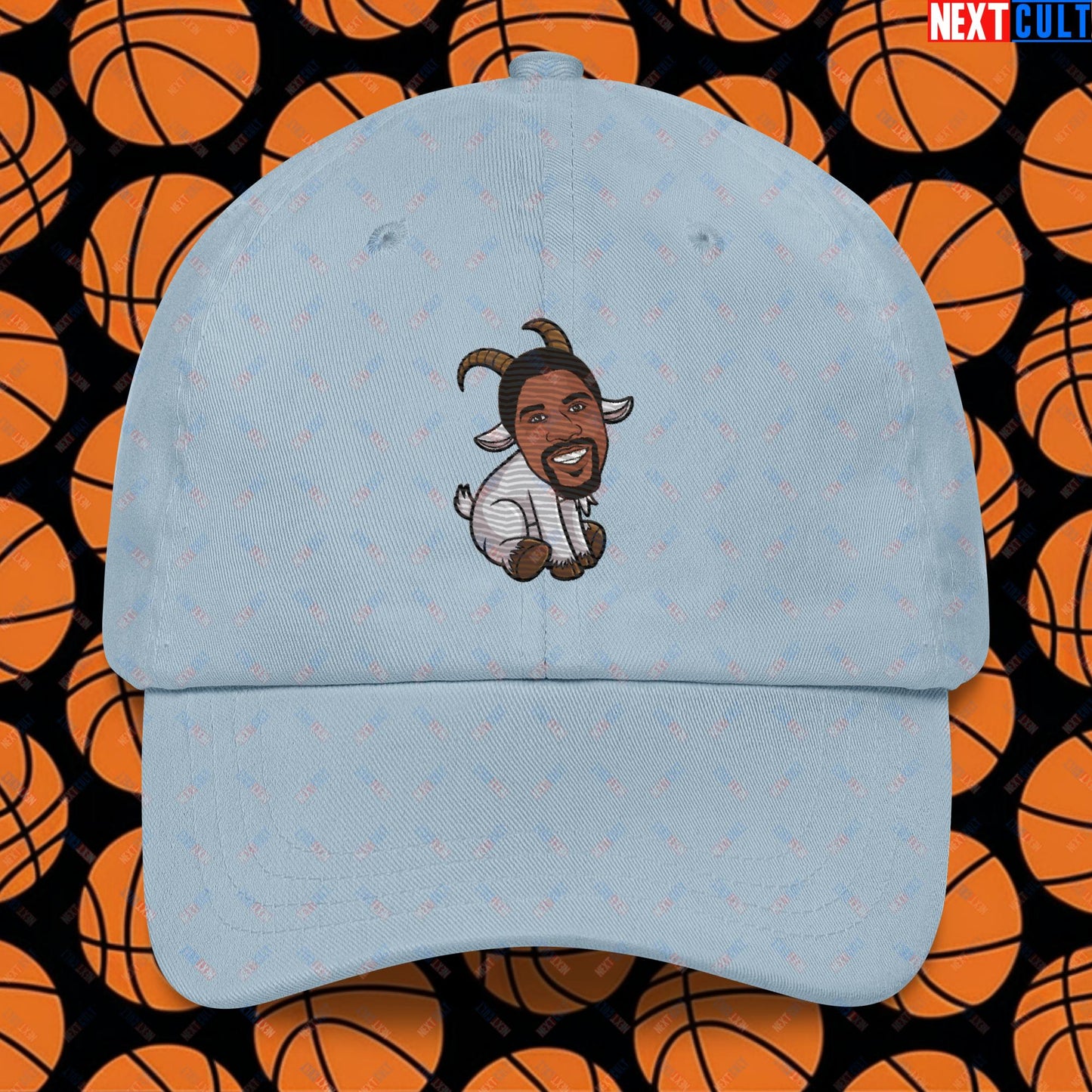 Magic Johnson G.O.A.T. Dad Hat - Funny Basketball Meme Cap - Greatest of All Time Baseball Hat for Basketball Fans - Perfect Gift for Magic Johnson Fans Dad hat Light Blue Hats Basketball G.O.A.T. Los Angeles Lakers Magic Johnson NBA Next Cult Brand