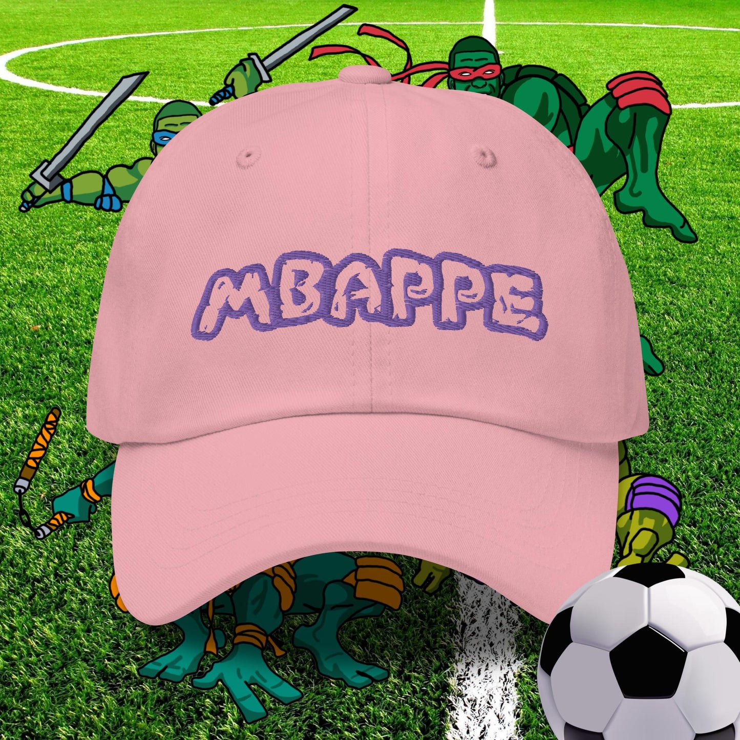 Kylian Mbappe Ninja Turtles Real Madrid Soccer Football Dad hat Pink Hats Football Kylian Mbappe PSG Real Madrid Next Cult Brand