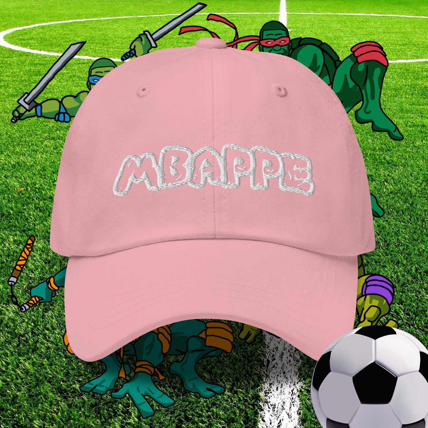 Kylian Mbappe Ninja Turtles Real Madrid Soccer Football Dad hat Pink Hats Football Kylian Mbappe PSG Real Madrid Next Cult Brand