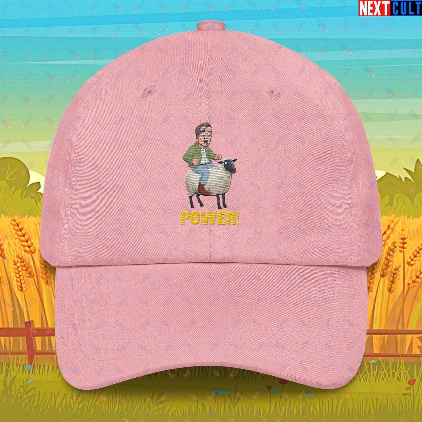 Power Sheep Jeremy Clarkson's Farm Diddly Squat Grand Tour Top Gear Funny Meme Cartoon Dad hat Pink Hats Clarkson's Farm Grand Tour Jeremy Clarkson Top Gear TV Shows Next Cult Brand