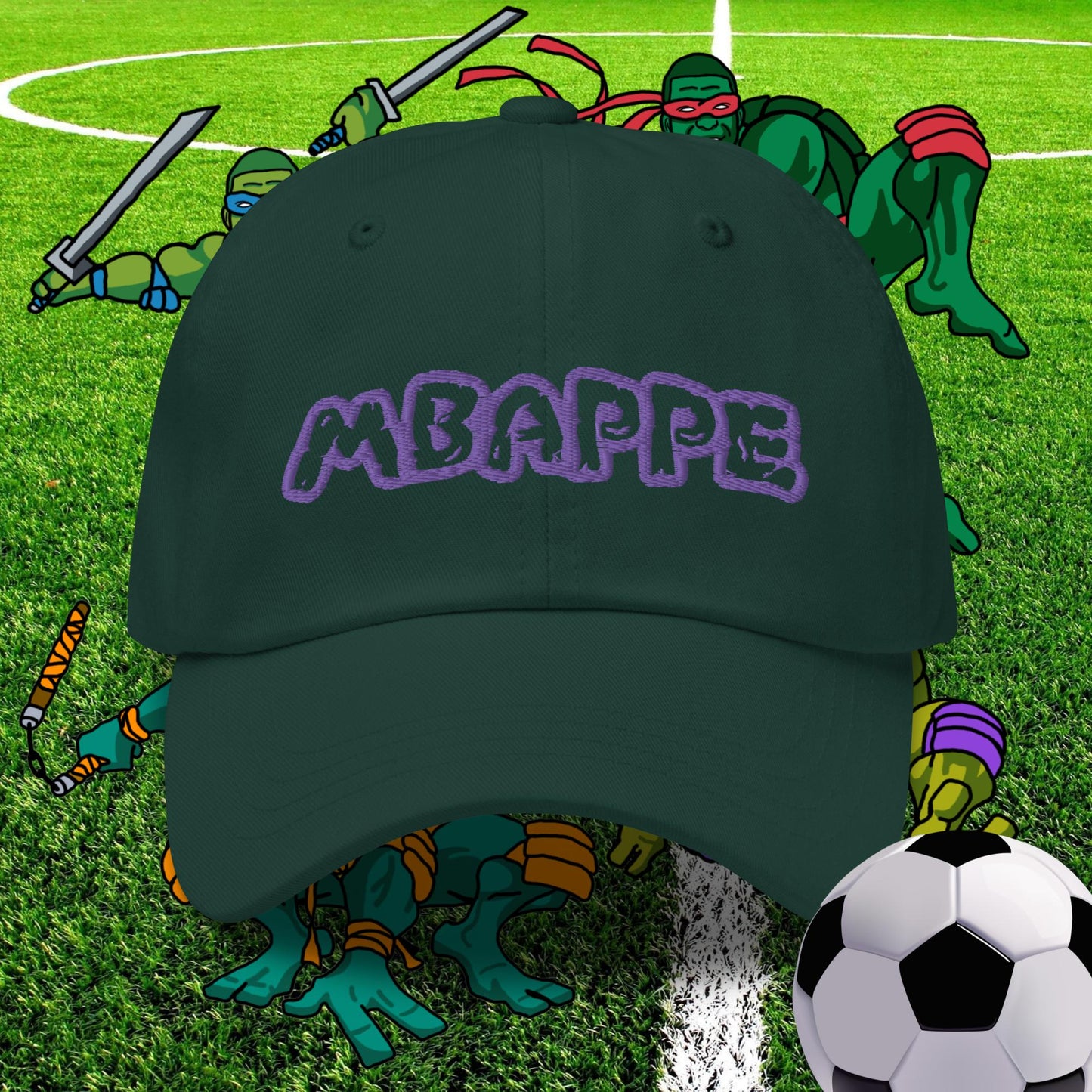 Kylian Mbappe Ninja Turtles Real Madrid Soccer Football Dad hat Spruce Hats Football Kylian Mbappe PSG Real Madrid Next Cult Brand