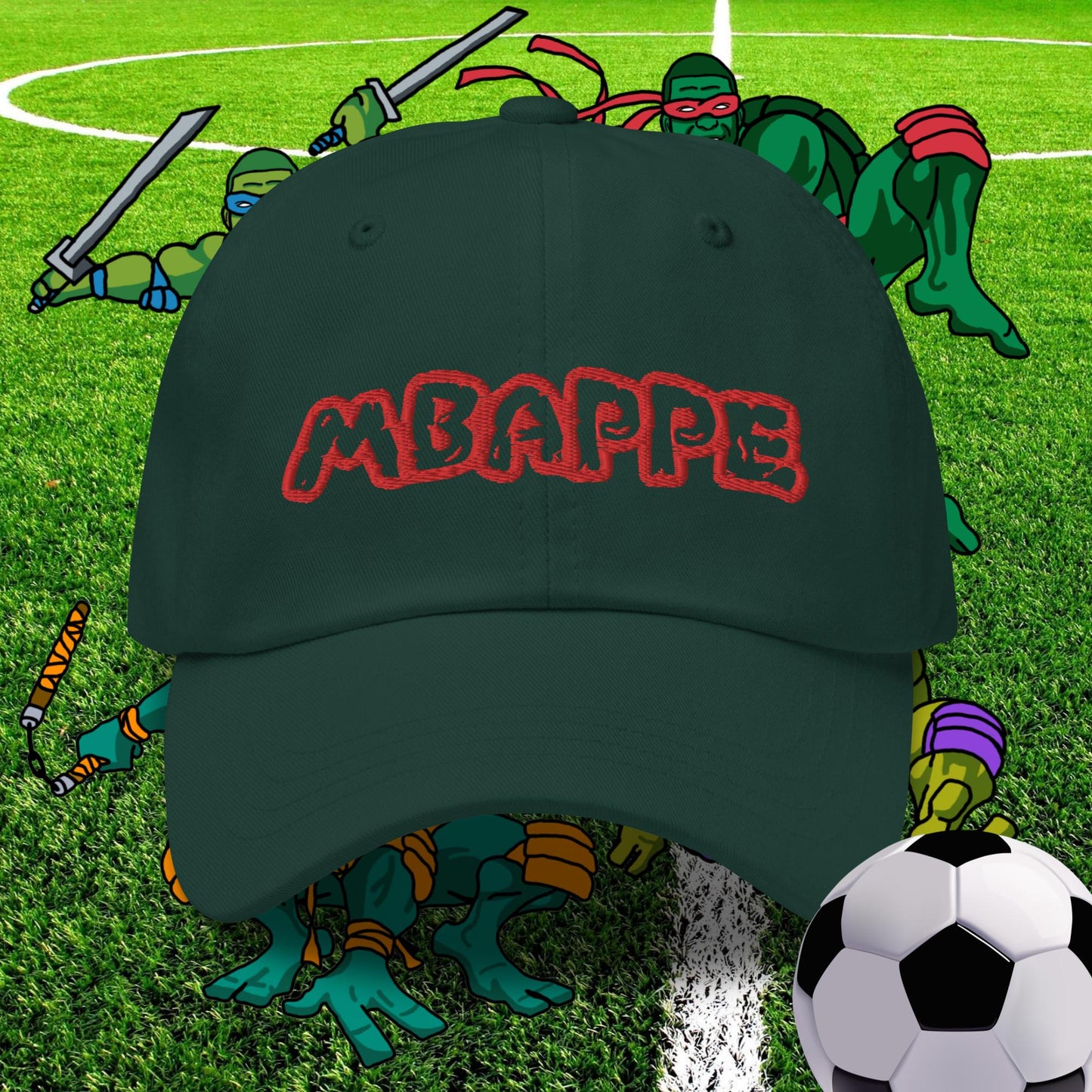 Kylian Mbappe Ninja Turtles Real Madrid Soccer Football Dad hat Spruce Hats Football Kylian Mbappe PSG Real Madrid Next Cult Brand