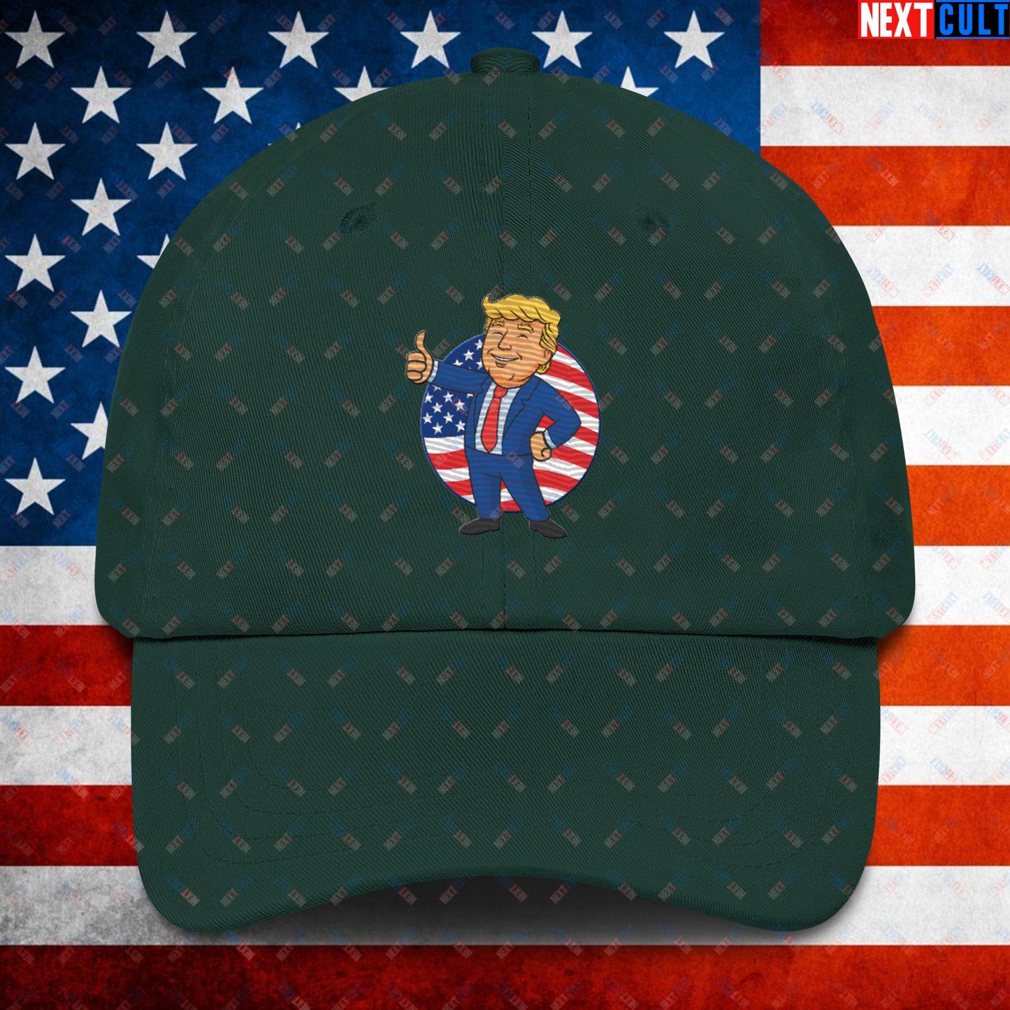President Boy Donald Trump Politics Vault Boy Fallout Funny Meme Cartoon Mashup Dad hat Spruce Hats Donald Trump Fallout Politics Republicans Vault Boy Next Cult Brand