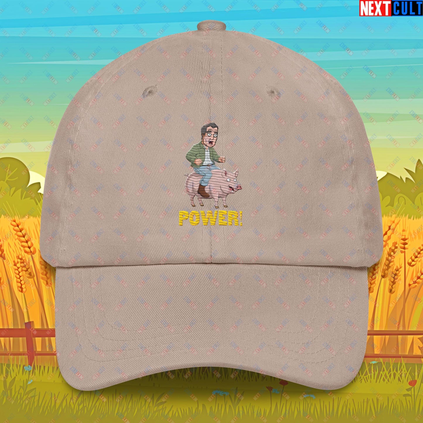 Power Pig Farming Jeremy Clarkson's Farm Diddly Squat Grand Tour Top Gear Funny Meme Cartoon Dad hat Stone Hats Clarkson's Farm Grand Tour Jeremy Clarkson Top Gear TV Shows Next Cult Brand