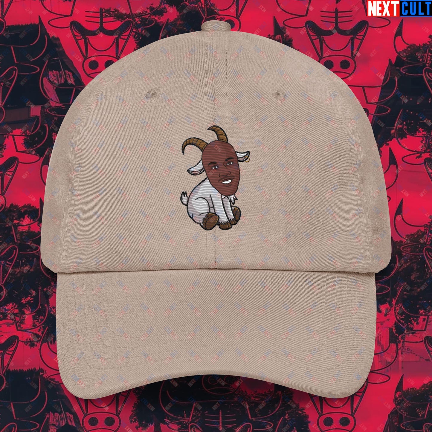 Michael Jordan G.O.A.T. Dad Hat - Funny Basketball Meme Cap - Greatest of All Time NBA Cartoon Design - Perfect Gift for Basketball Fans Dad hat Stone Hats Basketball Chicago Bulls G.O.A.T. Michael Jordan NBA Next Cult Brand