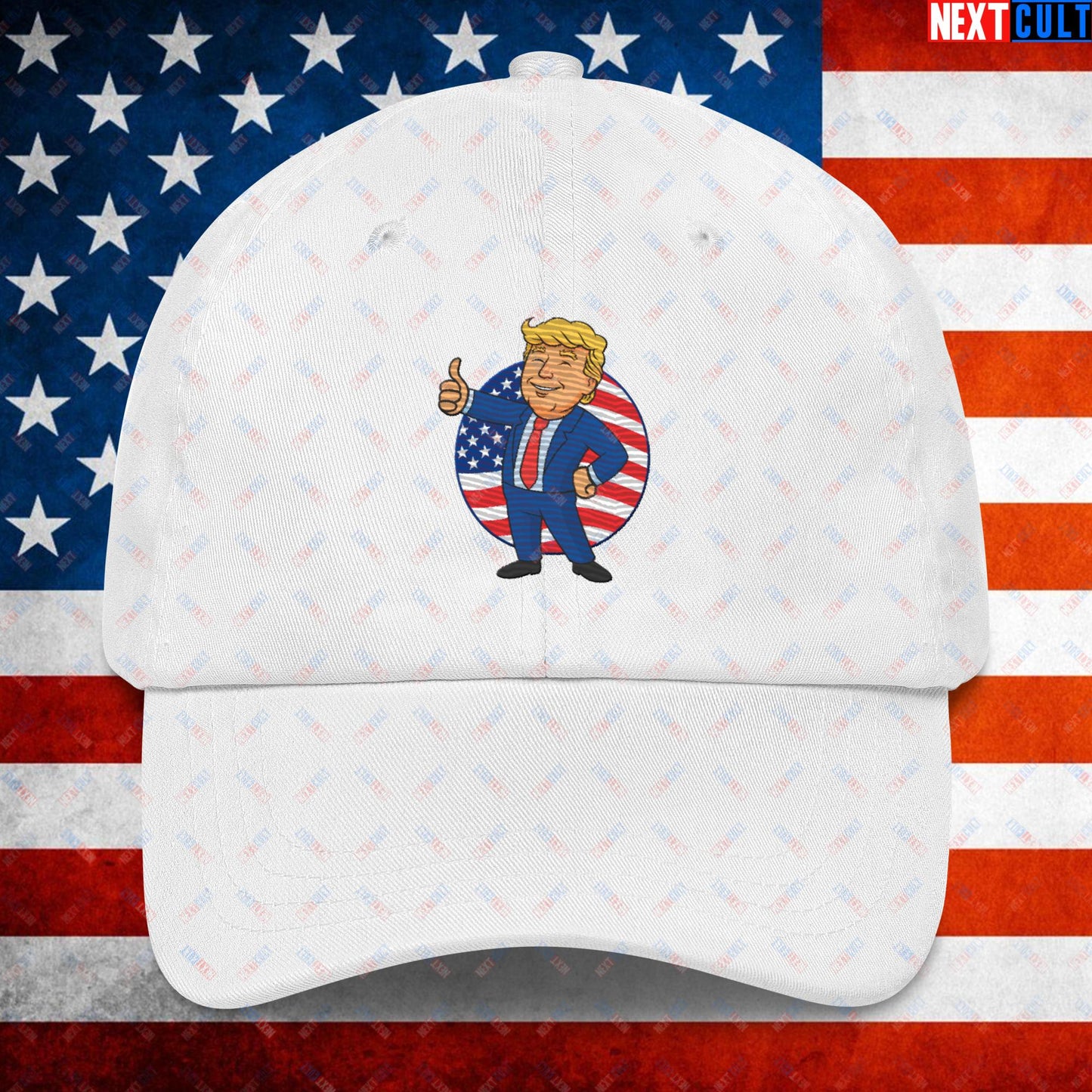 President Boy Donald Trump Politics Vault Boy Fallout Funny Meme Cartoon Mashup Dad hat White Hats Donald Trump Fallout Politics Republicans Vault Boy Next Cult Brand