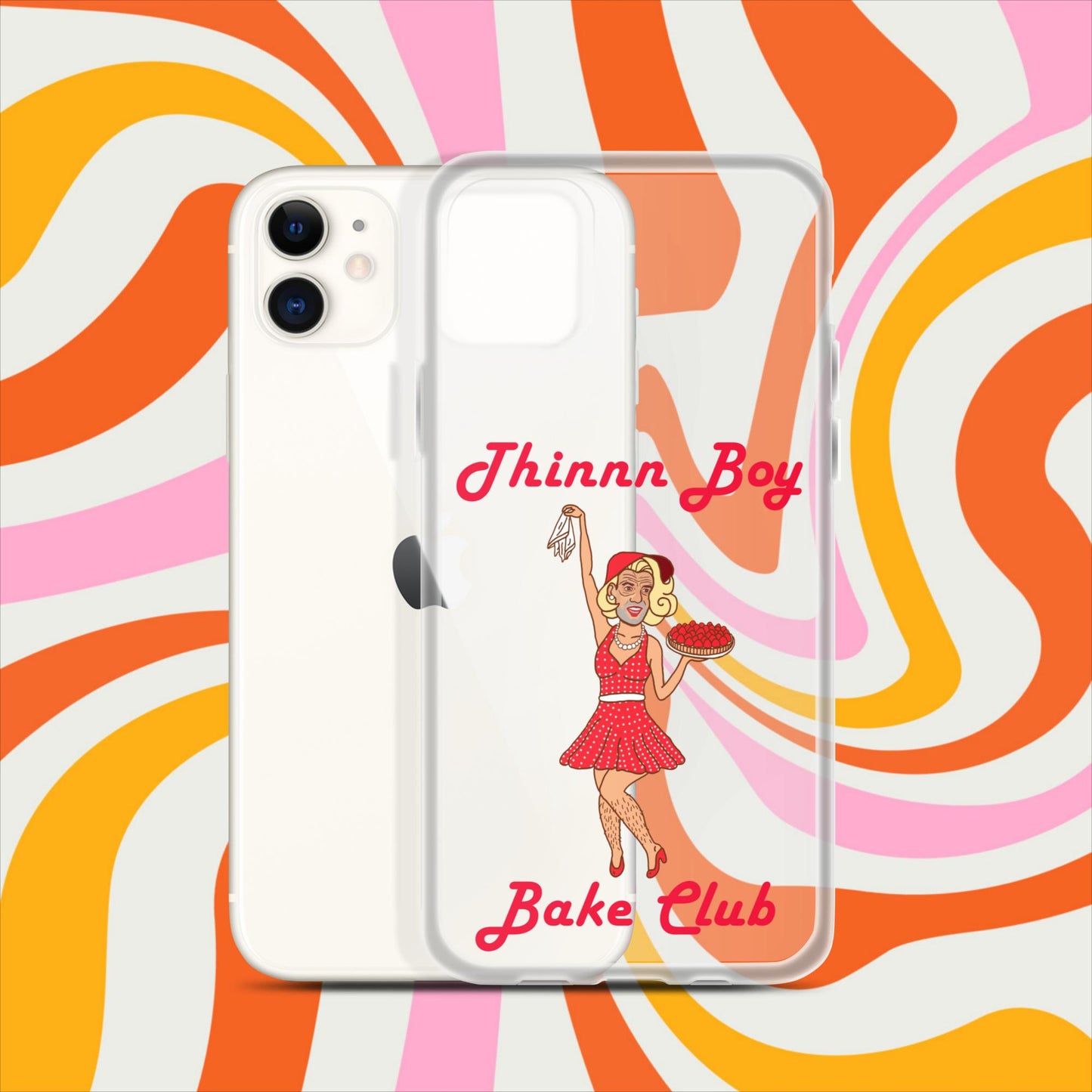 Thinnn Boy Bake Club The Fighter and The Kid TFATK Podcast Comedy 60s retro housewife Bryan Callen Clear Case for iPhone iPhone 11 Mobile Phone Cases Bryan Callen Podcasts Stand-up Comedy The Fighter and The Kid (TFATK) Thinnn Boy Bake Club Next Cult Brand