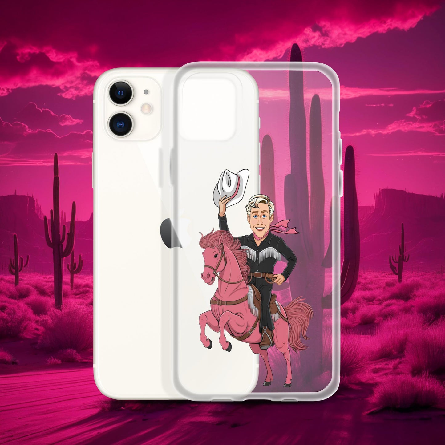 Ryan Gosling Ken Cowboy Horse Barbie Movie Clear Case for iPhone iPhone 11 Mobile Phone Cases Barbie Celebrities Ken Movies Ryan Gosling Next Cult Brand