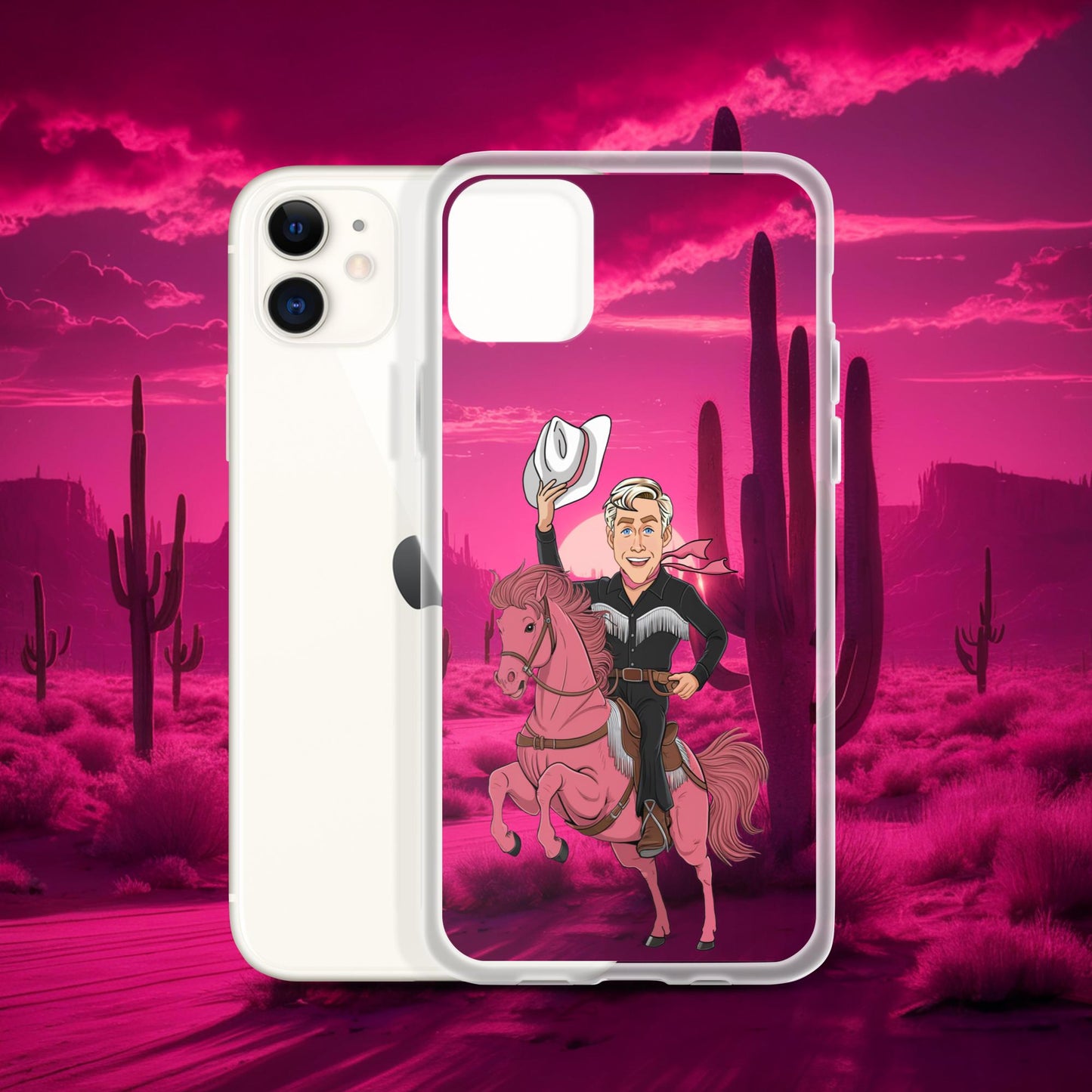 Ryan Gosling Ken Cowboy Horse Barbie Movie Clear Case for iPhone iPhone 11 Mobile Phone Cases Barbie Celebrities Ken Movies Ryan Gosling Next Cult Brand
