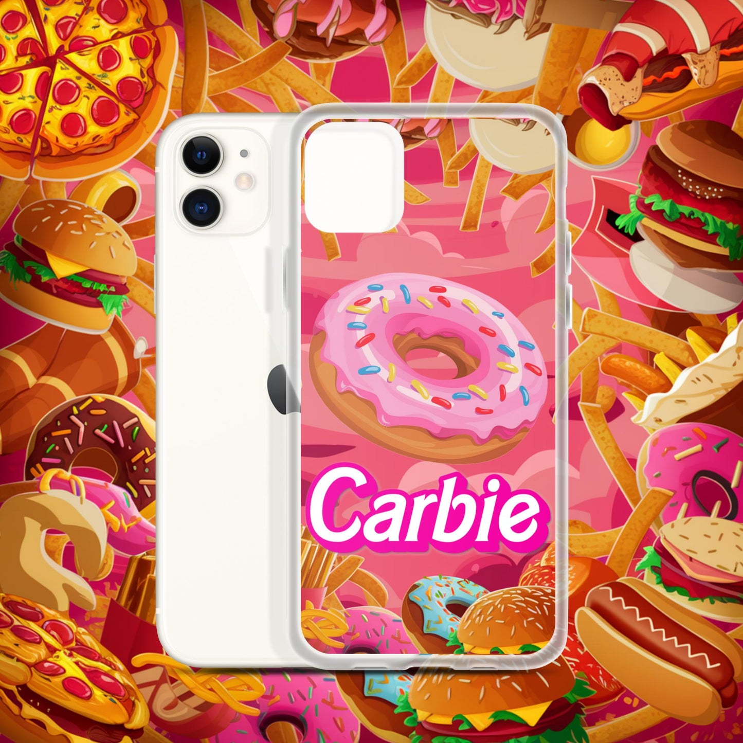Carbie Barbie I Love Carbs I Love Donuts Clear Case for iPhone iPhone 11 Mobile Phone Cases Barbie Carbie Donuts Fast Food Ken Movies Next Cult Brand