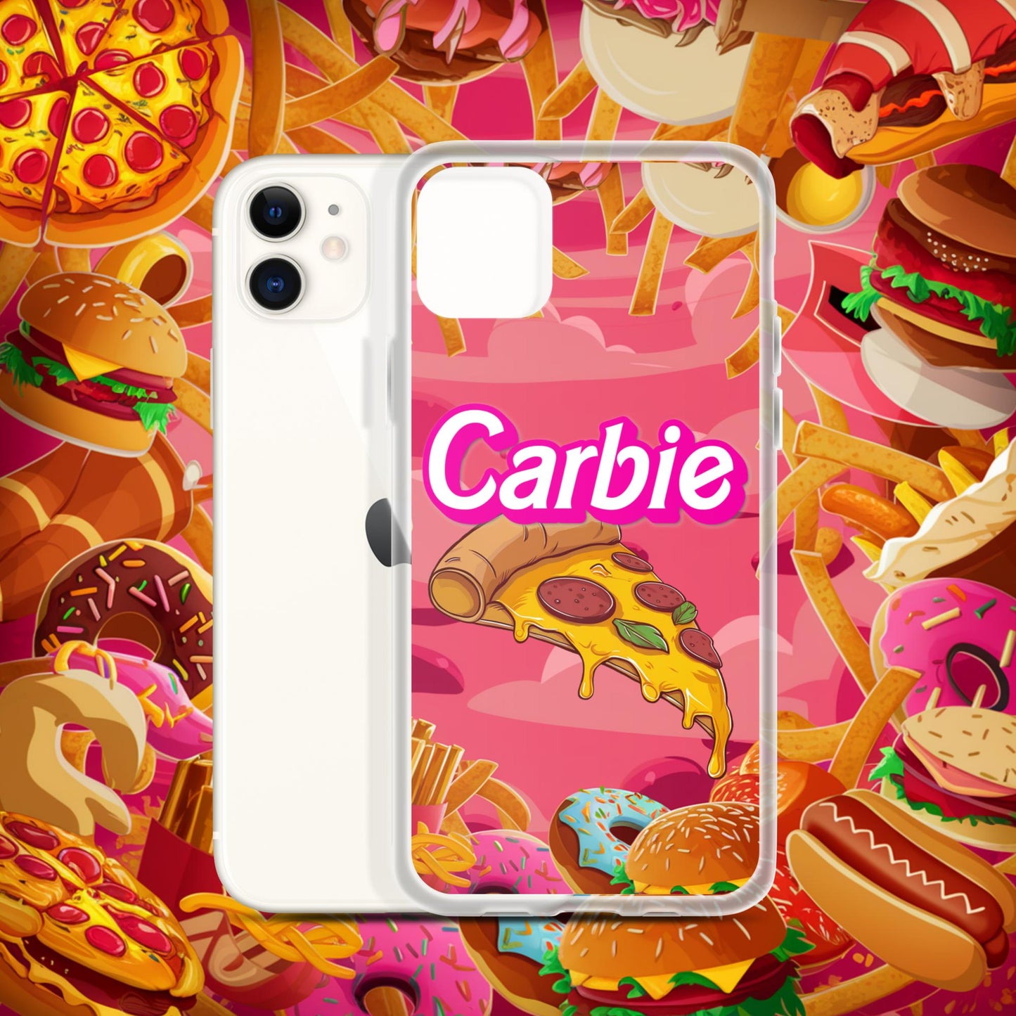 Carbie Barbie I Love Carbs I Love Pizza Clear Case for iPhone iPhone 11 Mobile Phone Cases Barbie Carbie Fast Food Ken Movies Pizza Next Cult Brand