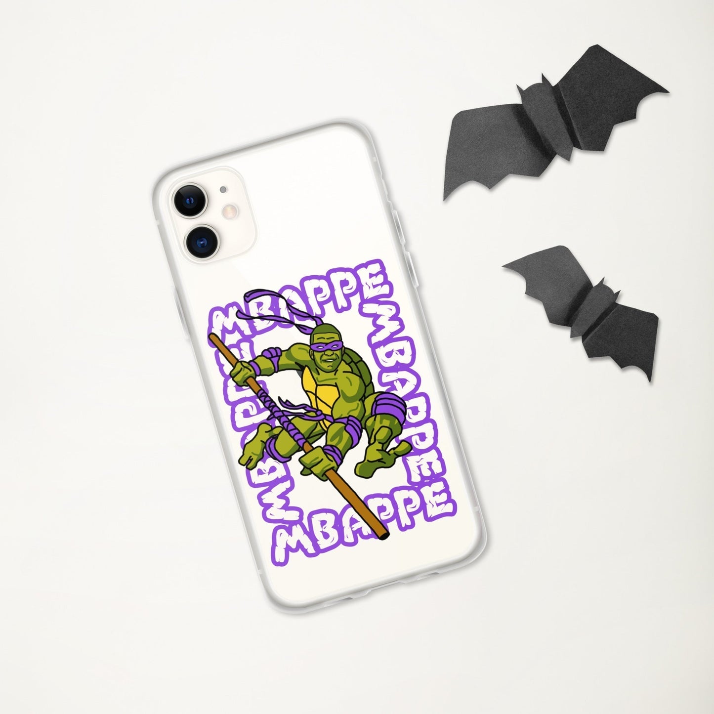 Kylian Mbappe Purple Ninja Turtle Donatello Clear Case for iPhone® Mobile Phone Cases Football Kylian Mbappe Ninja Turtles PSG Real Madrid Next Cult Brand