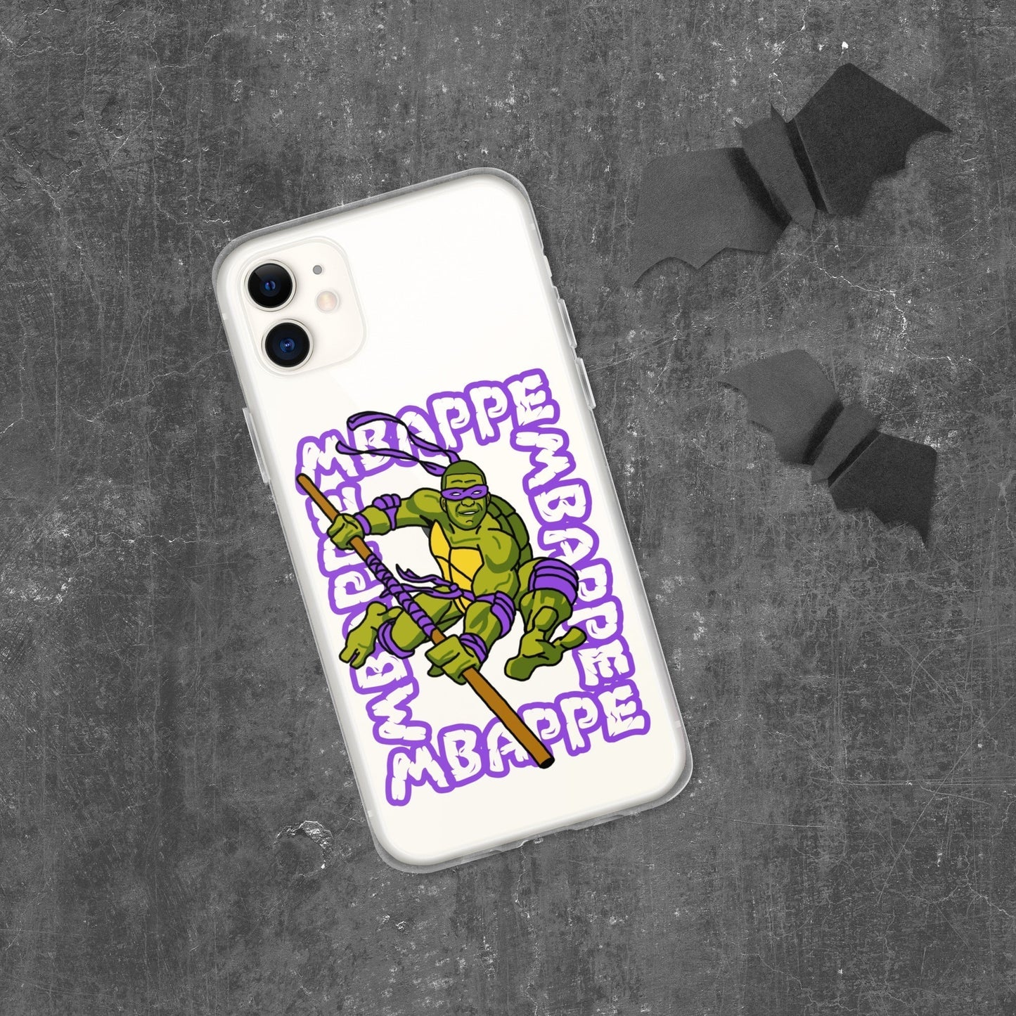 Kylian Mbappe Purple Ninja Turtle Donatello Clear Case for iPhone® iPhone 11 Mobile Phone Cases Football Kylian Mbappe Ninja Turtles PSG Real Madrid Next Cult Brand