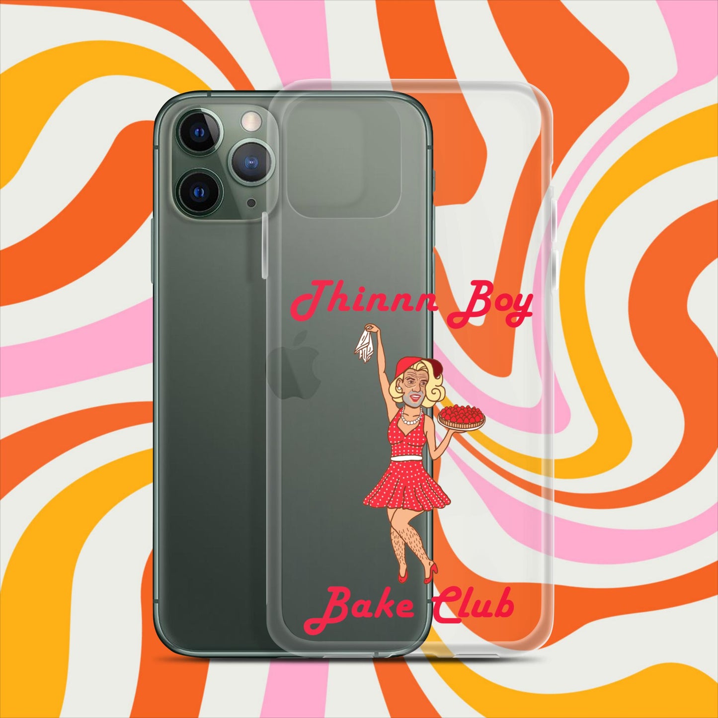 Thinnn Boy Bake Club The Fighter and The Kid TFATK Podcast Comedy 60s retro housewife Bryan Callen Clear Case for iPhone iPhone 11 Pro Mobile Phone Cases Bryan Callen Podcasts Stand-up Comedy The Fighter and The Kid (TFATK) Thinnn Boy Bake Club Next Cult Brand