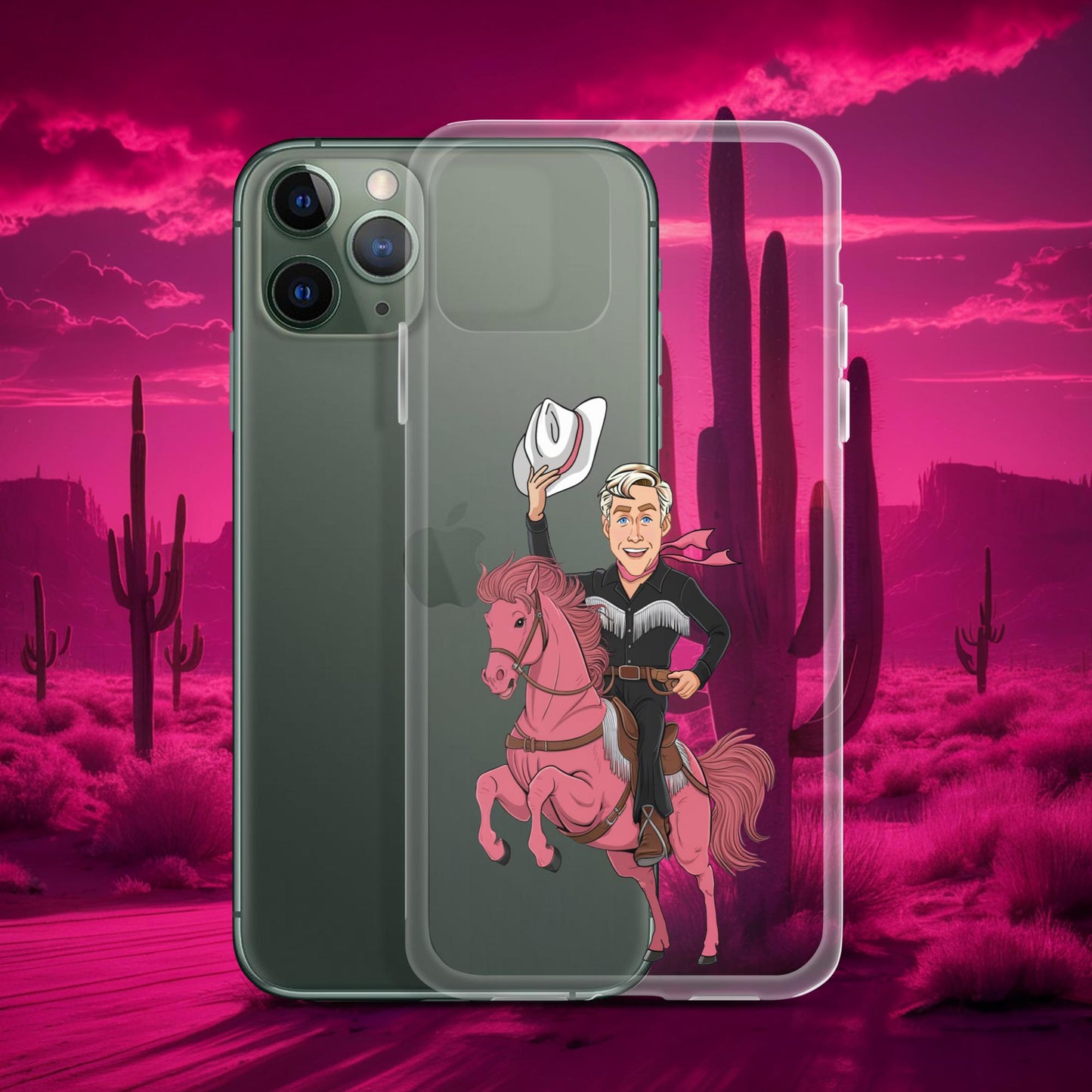 Ryan Gosling Ken Cowboy Horse Barbie Movie Clear Case for iPhone iPhone 11 Pro Mobile Phone Cases Barbie Celebrities Ken Movies Ryan Gosling Next Cult Brand