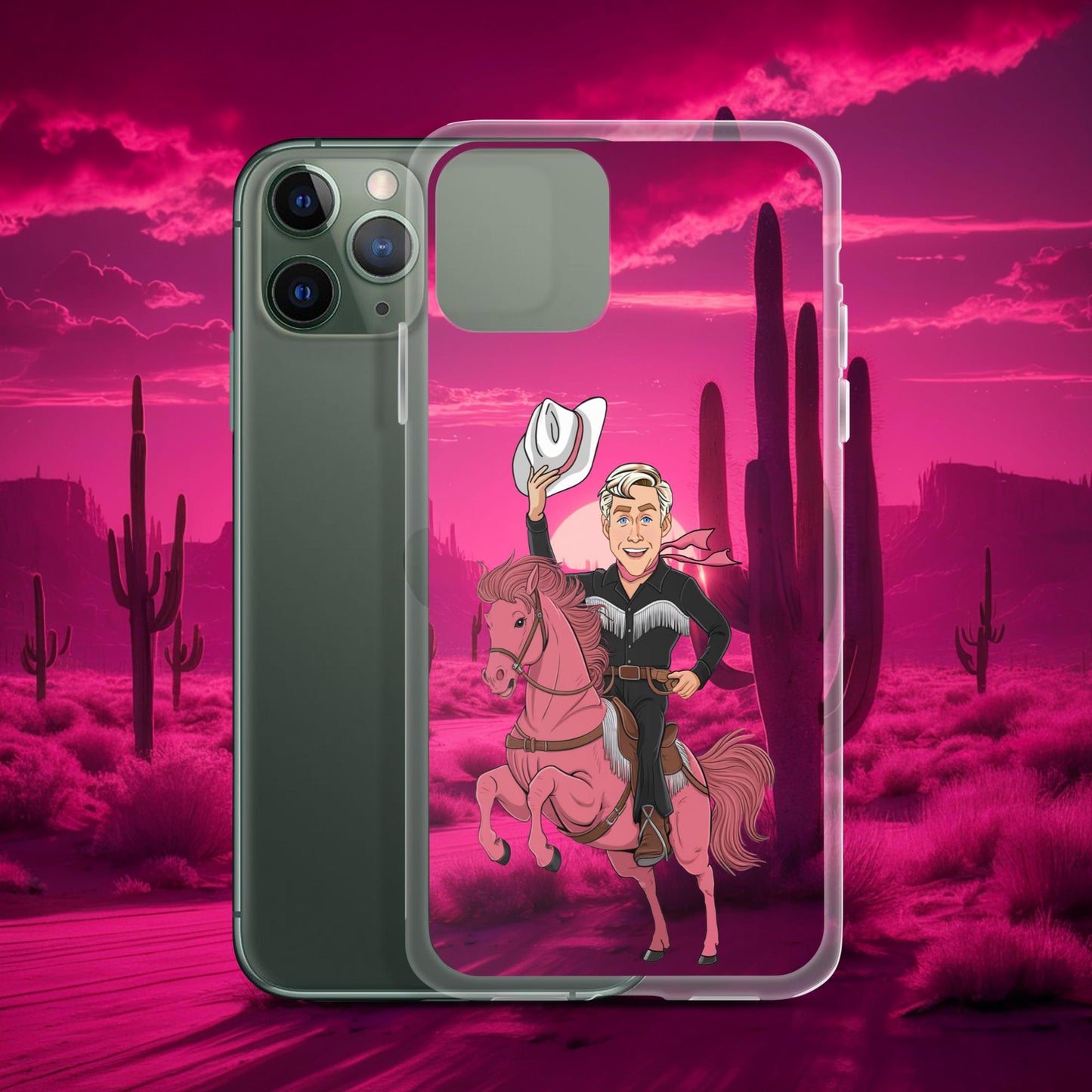 Ryan Gosling Ken Cowboy Horse Barbie Movie Clear Case for iPhone iPhone 11 Pro Mobile Phone Cases Barbie Celebrities Ken Movies Ryan Gosling Next Cult Brand